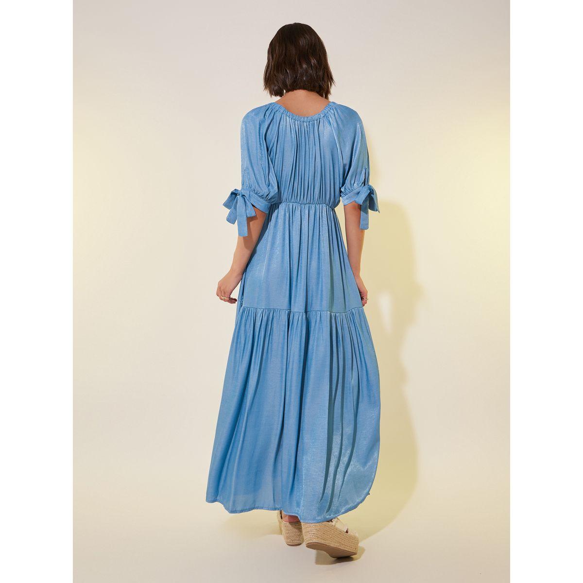 Styli Solid Puff Sleeves A-Line Midi Dress-women-clothing-dresses-image-5