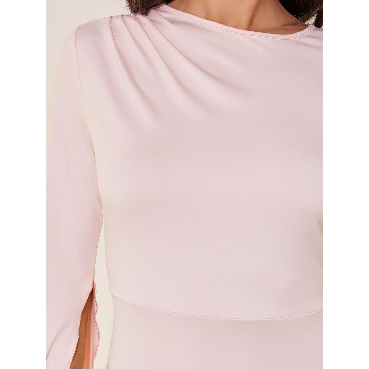فستان ميدي بديكون سادة مع أكمام كيب-women-clothing-dresses-image-4