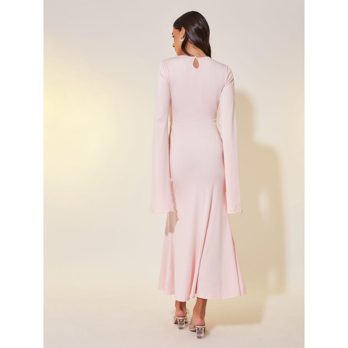 Styli Solid Cape Sleeves Bodycon Midi Dress-women-clothing-dresses-image-5