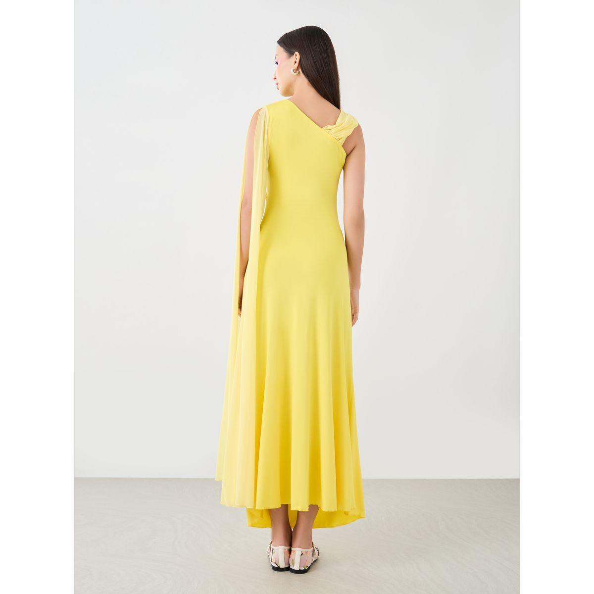 Styli Solid One Cape Sleeve Bodycon Maxi Dress-women-clothing-dresses-image-3
