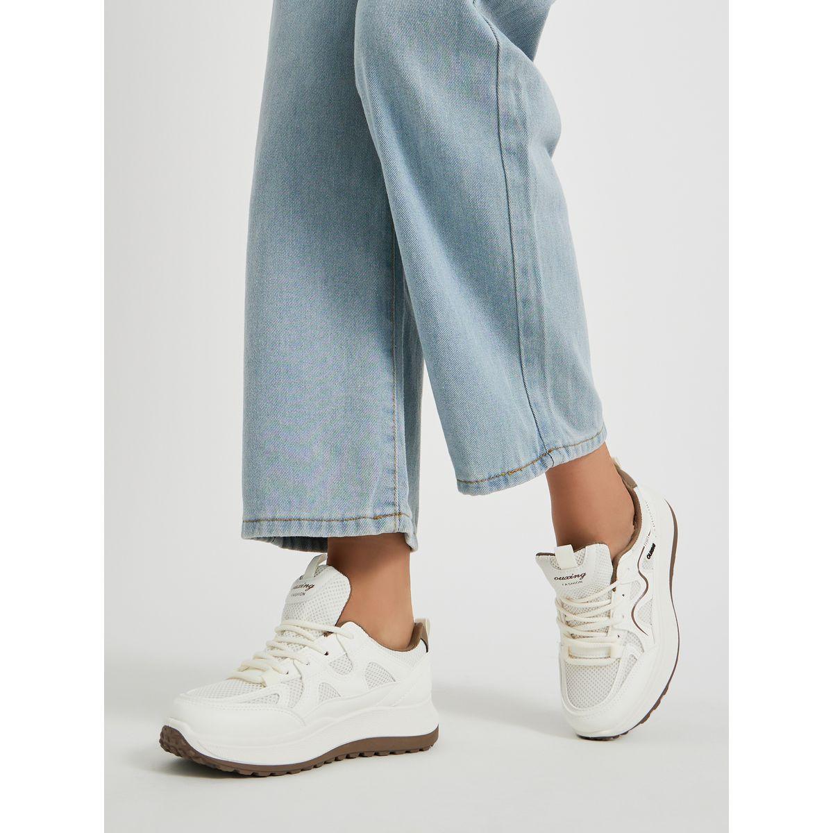 Styli Contrast Trim Lace-Up Chunky Sneakers with Back Pull Tab-women-shoes-sneakers-image-1
