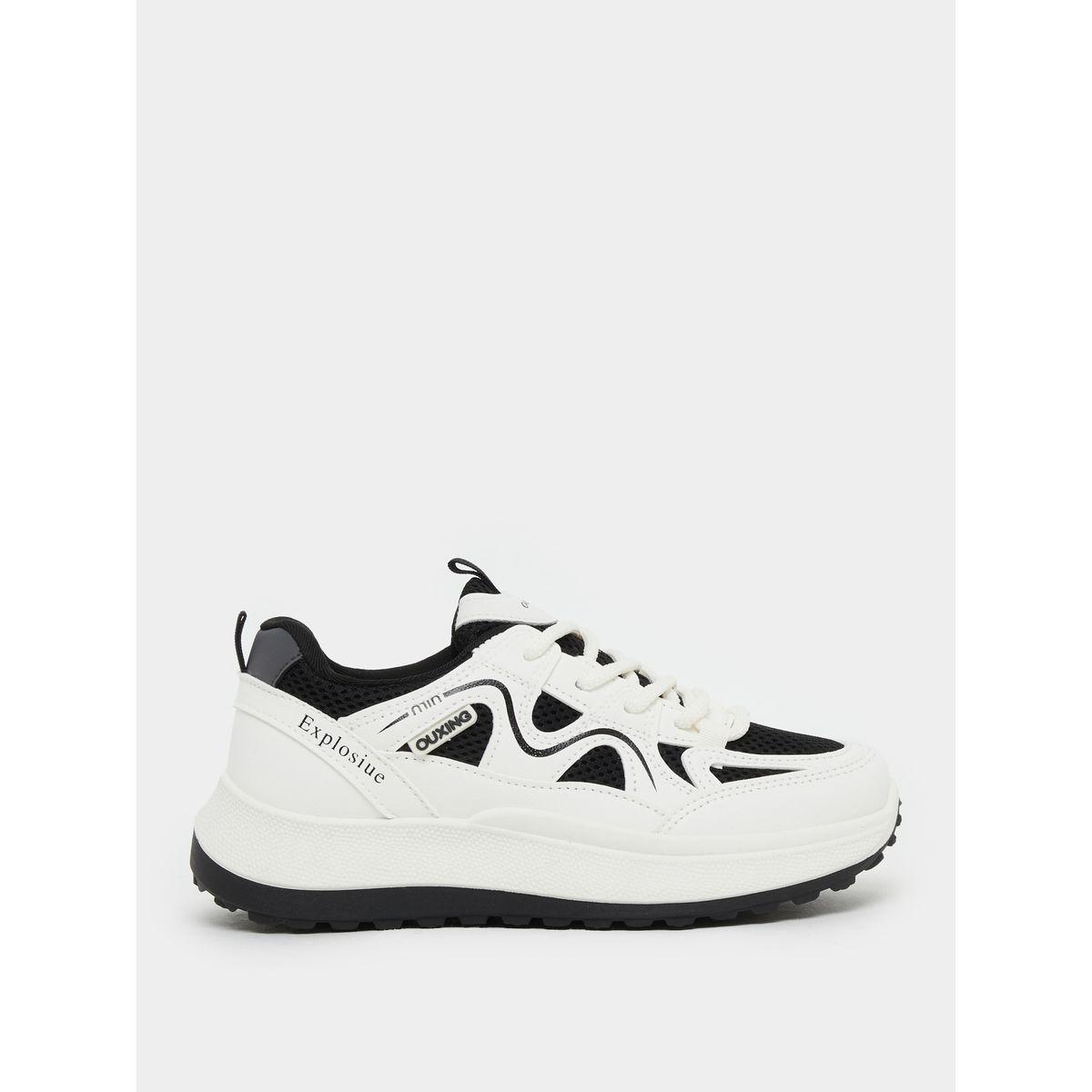 Styli Color Block Lace-Up Chunky Sneakers with Back Pull Tab-women-shoes-sneakers-image-2