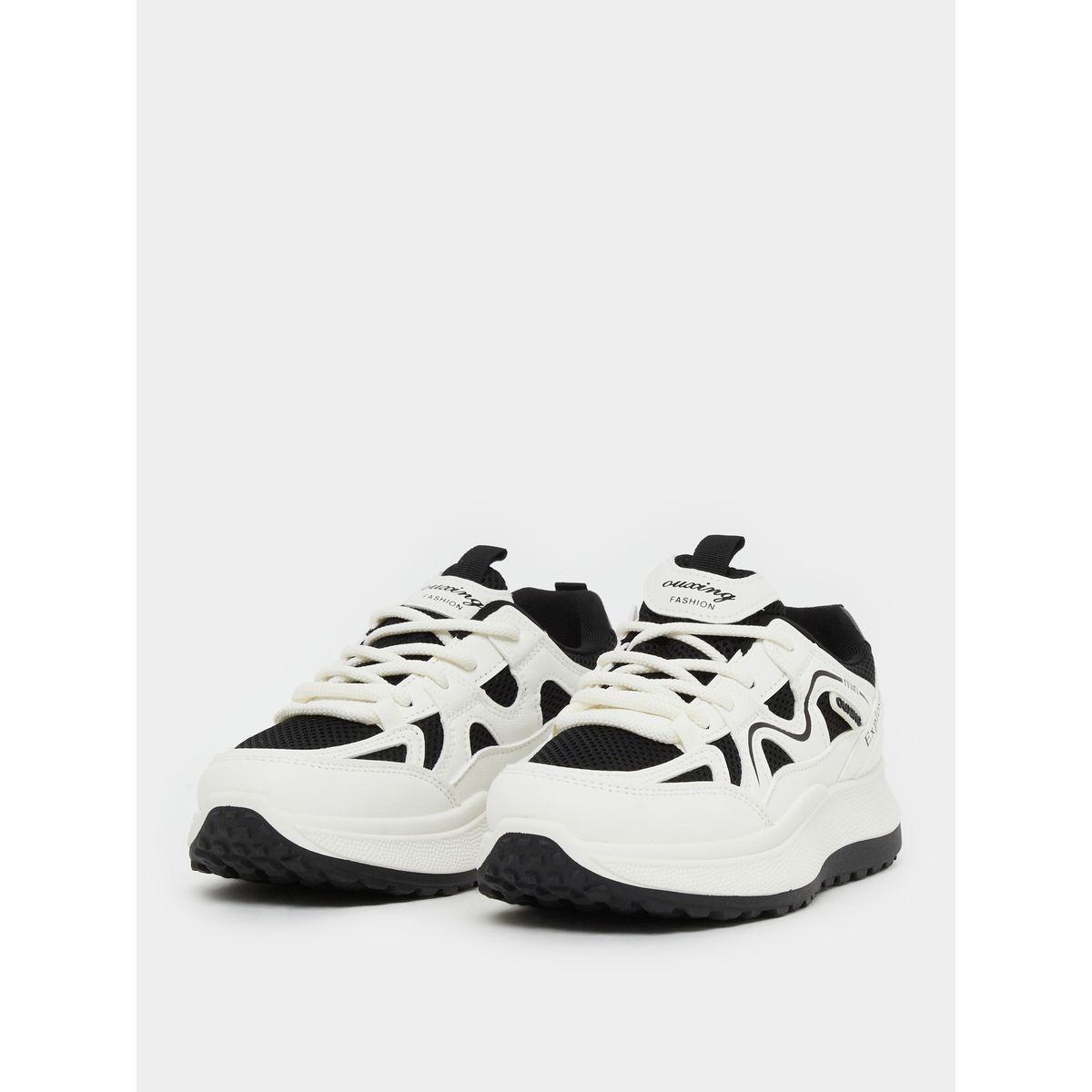 Styli Color Block Lace-Up Chunky Sneakers with Back Pull Tab-women-shoes-sneakers-image-3