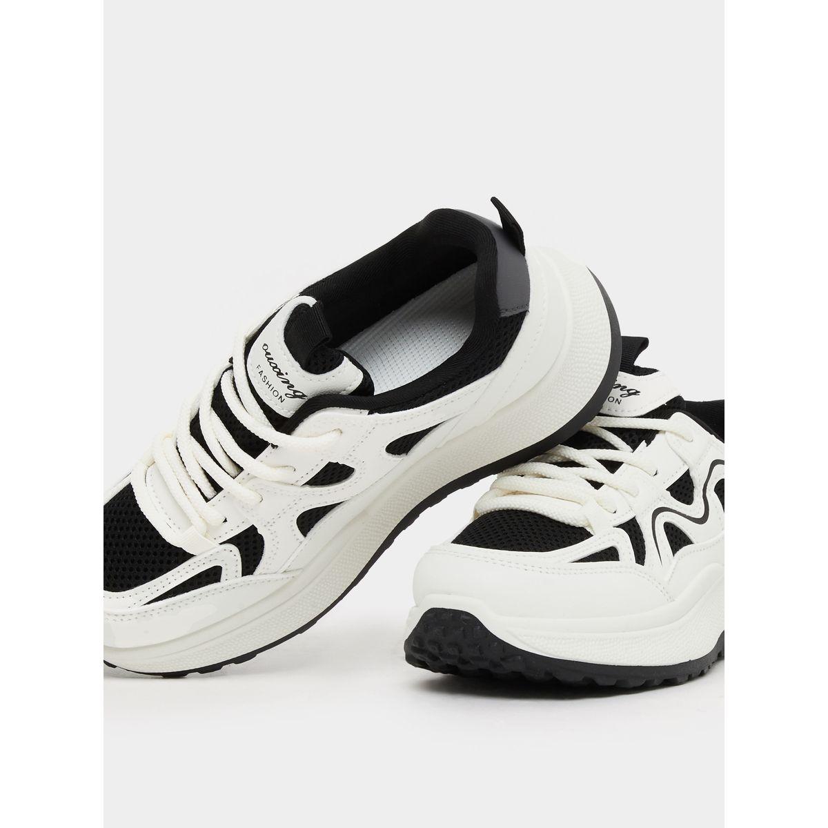 Styli Color Block Lace-Up Chunky Sneakers with Back Pull Tab-women-shoes-sneakers-image-4