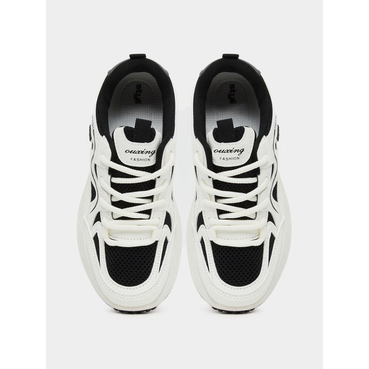 Styli Color Block Lace-Up Chunky Sneakers with Back Pull Tab-women-shoes-sneakers-image-6