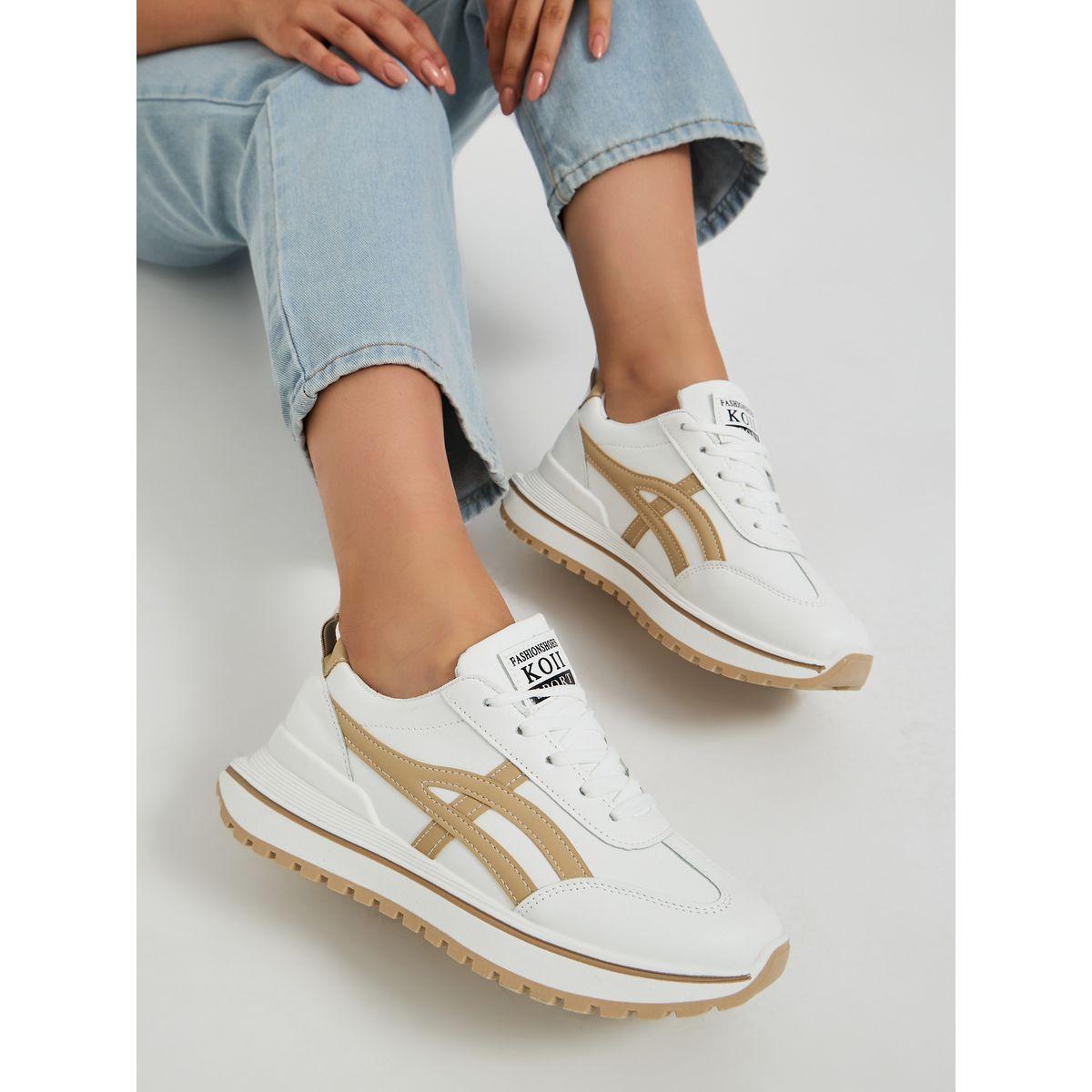 Styli Contrast Trim Lace-Up Chunky Sneakers with Back Pull Tab-women-shoes-sneakers-image-1