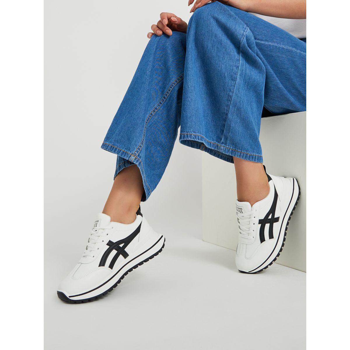 Styli Contrast Trim Lace-Up Chunky Sneakers with Back Pull Tab-women-shoes-sneakers-image-1