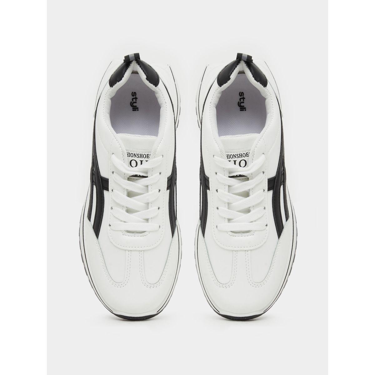 Styli Contrast Trim Lace-Up Chunky Sneakers with Back Pull Tab-women-shoes-sneakers-image-6