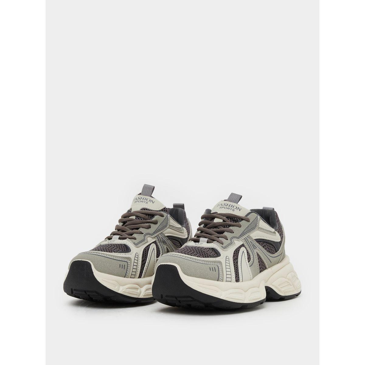 Styli Color Block Lace-Up Chunky Sneakers with Back Pull Tab-women-shoes-sneakers-image-3