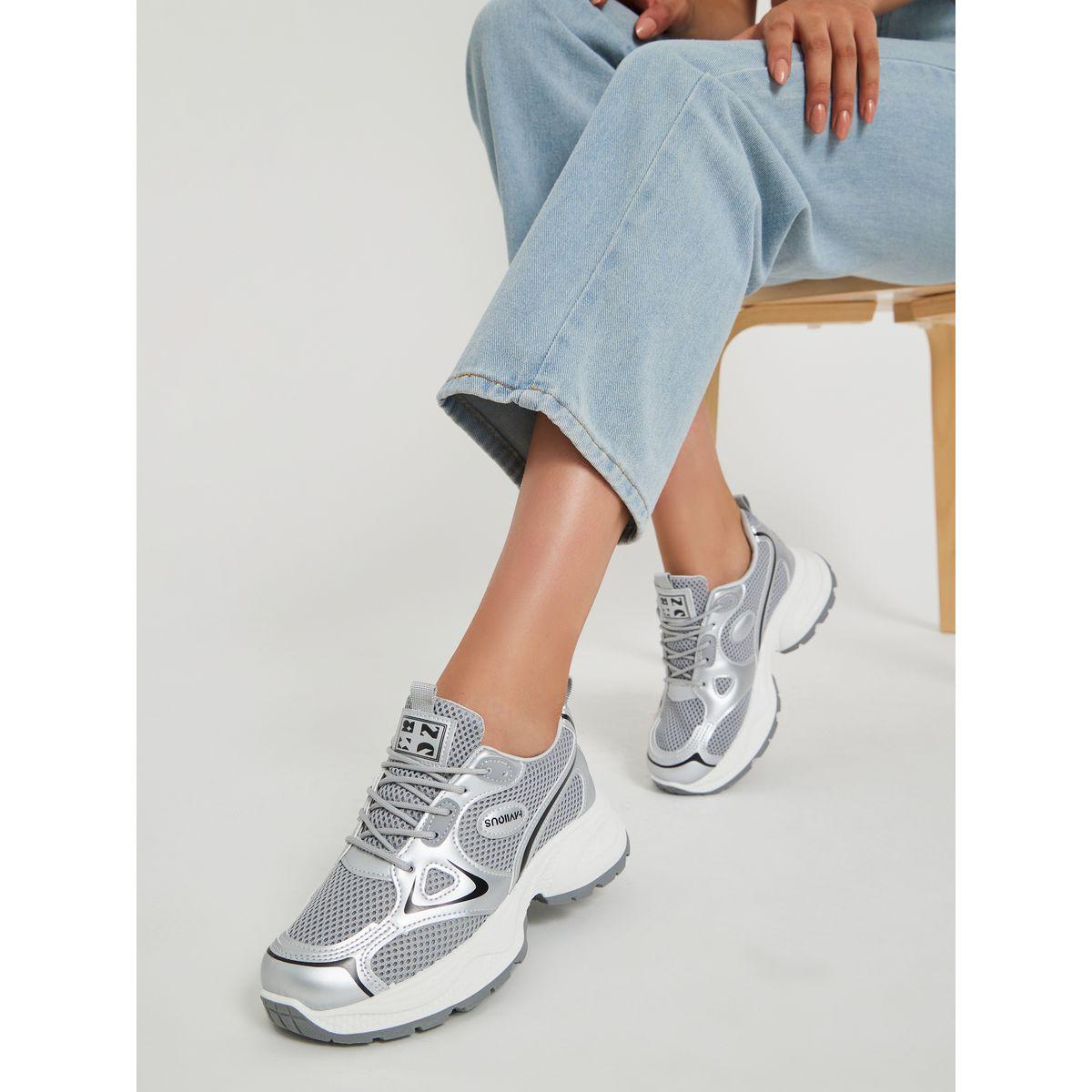 Styli Round Toe Lace-Up Chunky Sneakers with Back Pull Tab-women-shoes-sneakers-image-1