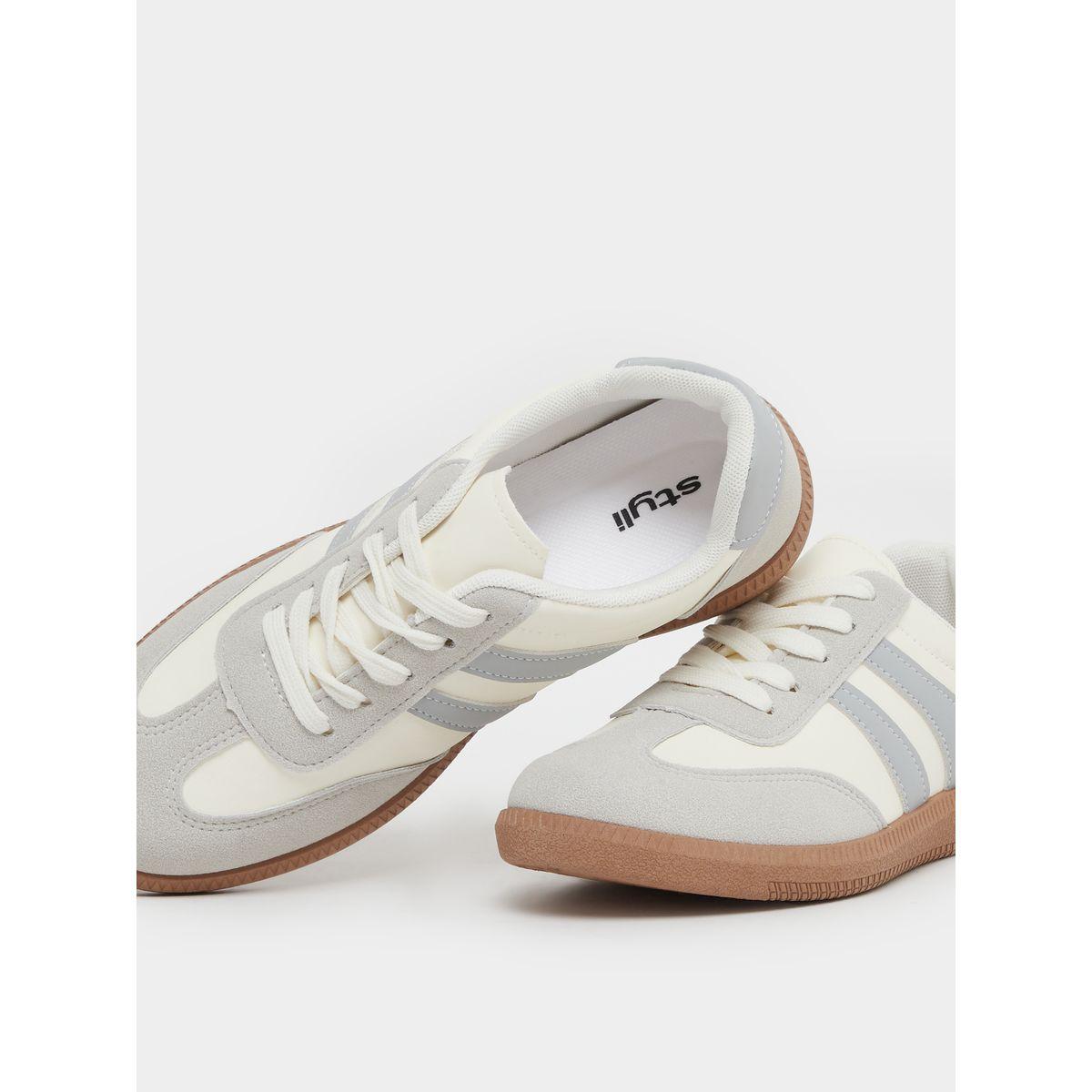 Styli Panelled Lace Up Sneakers-women-shoes-sneakers-image-3