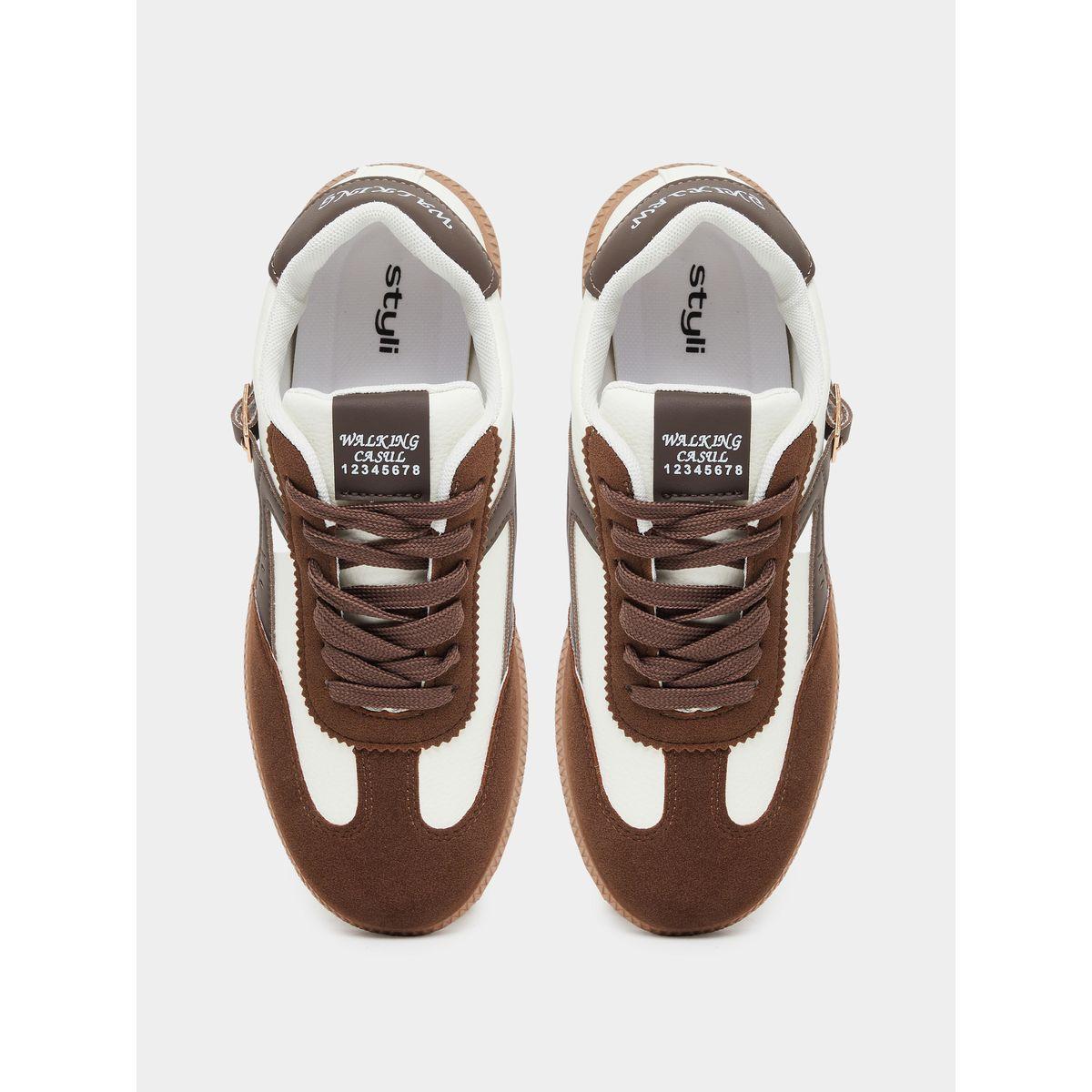 Styli Color Block Buckle Detail Lace Up Sneakers-women-shoes-sneakers-image-5
