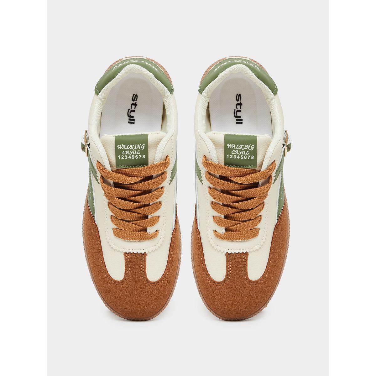 Styli Color Block Buckle Detail Lace Up Sneakers-women-shoes-sneakers-image-5
