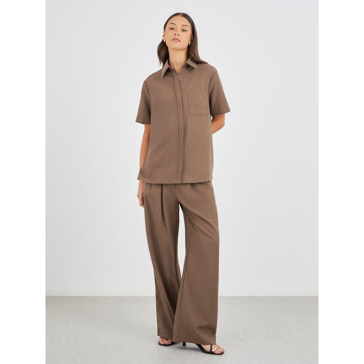 Styli Spread Collar Short Sleeve Shirt and Pants Co-Ords-women-clothing-coordsets-image-2