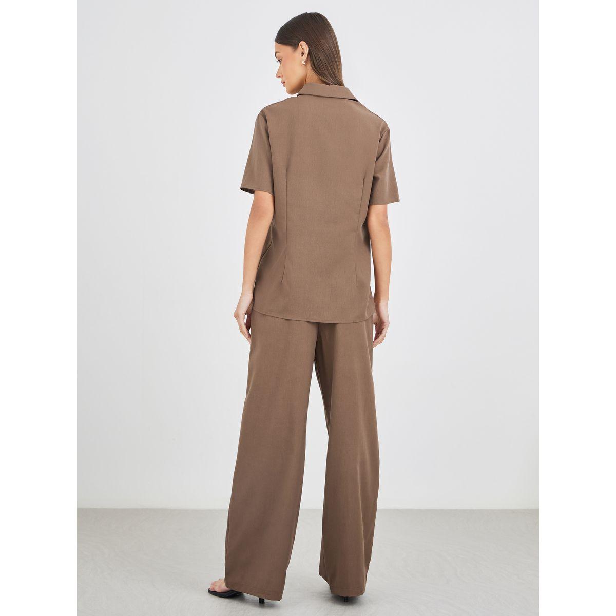 Styli Spread Collar Short Sleeve Shirt and Pants Co-Ords-women-clothing-coordsets-image-5