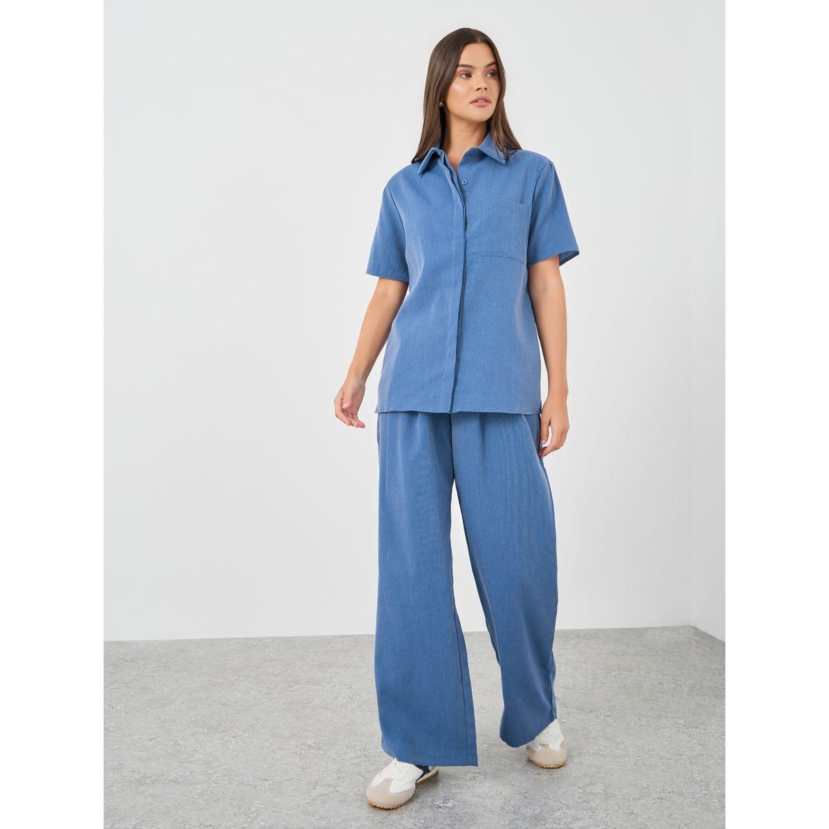 Styli Spread Collar Short Sleeve Shirt and Pants Co-Ords-women-clothing-coordsets-image-2