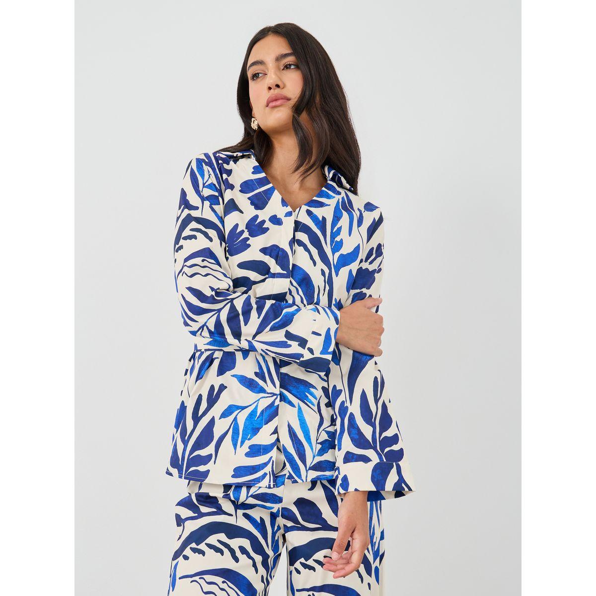 طقم منسق من بنطال وبلوزة مطبعة مع حزام-women-clothing-coordsets-image-2