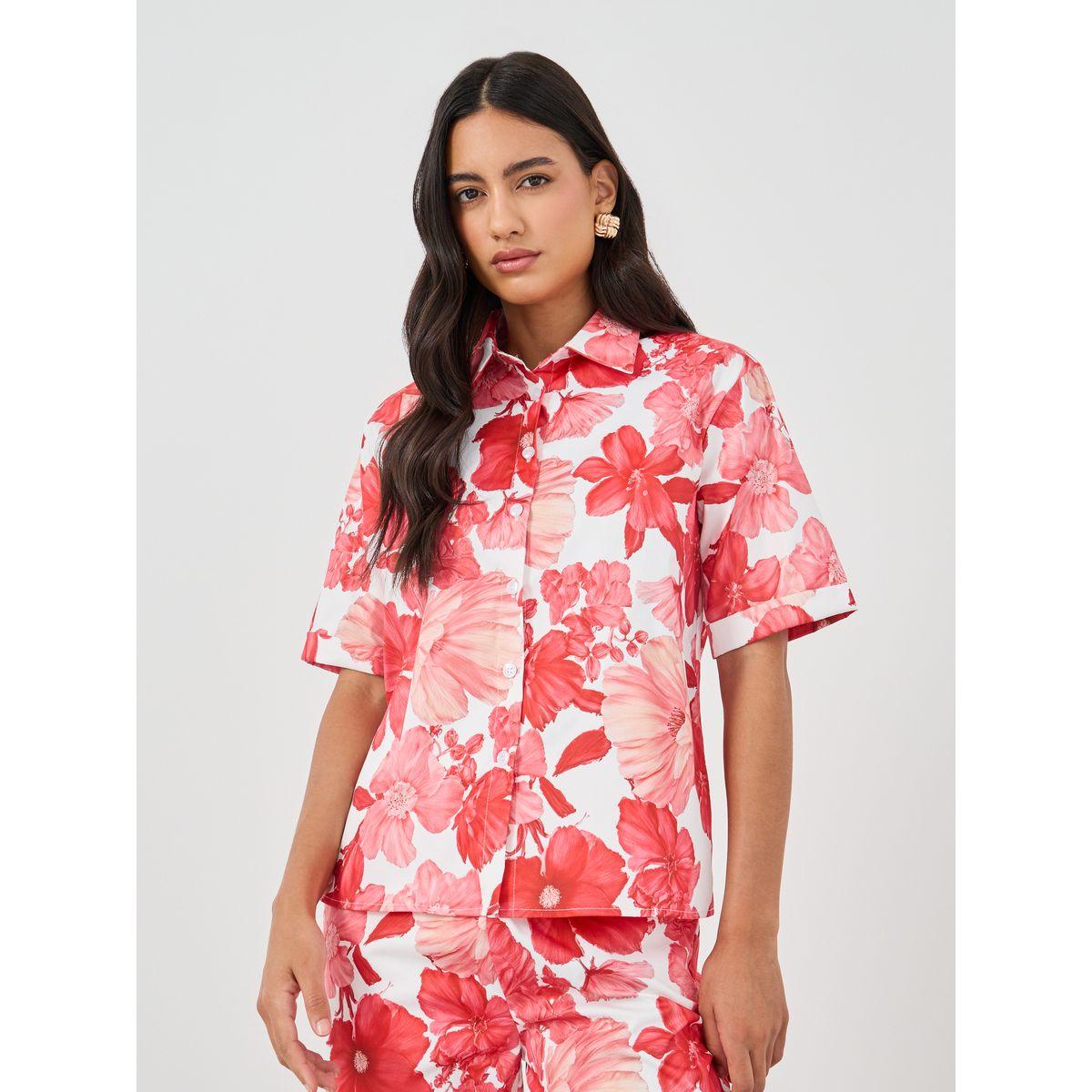 Styli Printed Collared Buttoned Shirt and Pants Co-Ords-women-clothing-coordsets-image-2
