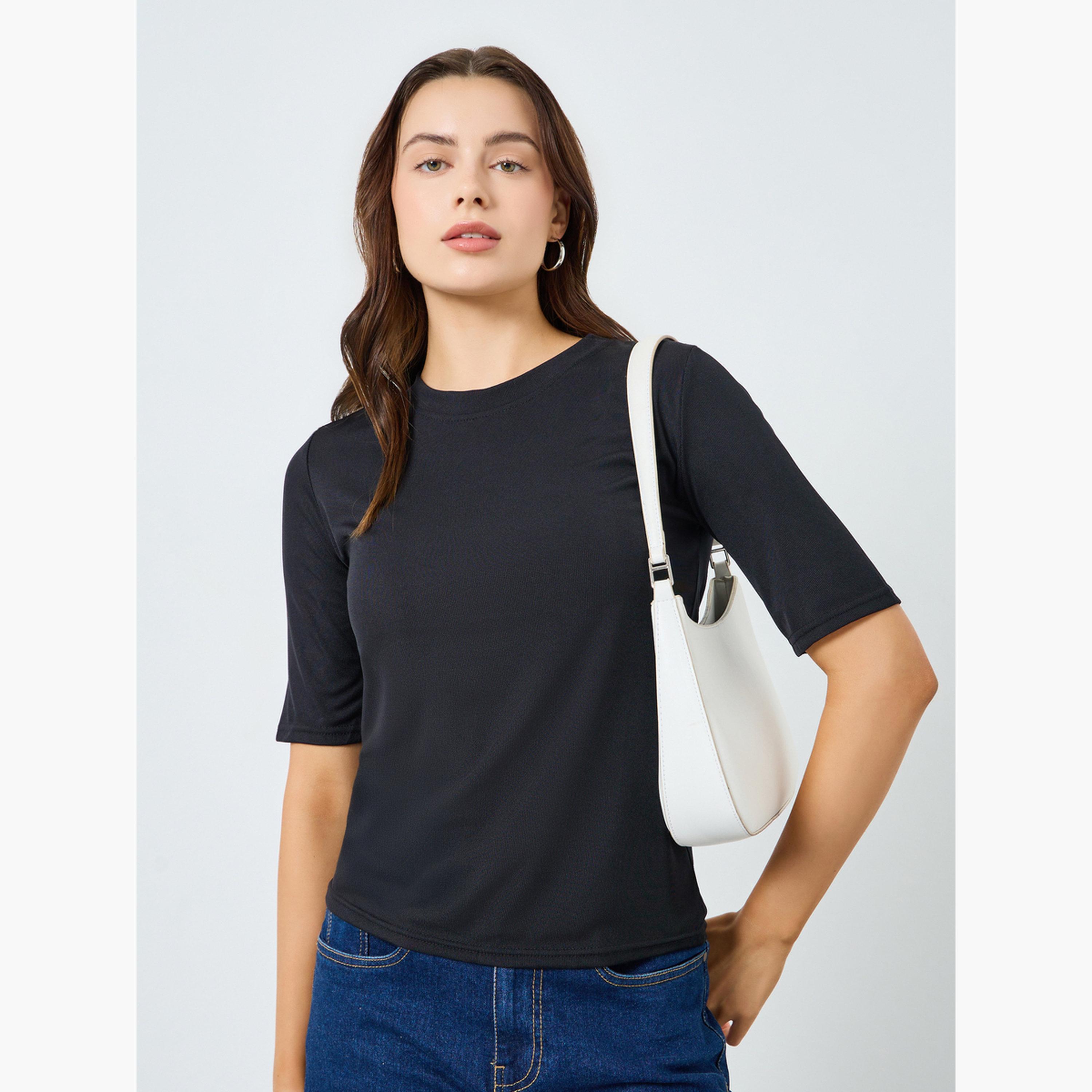 تيشيرت محبوك قصة ضيقة-women-clothing-tshirts-image-1