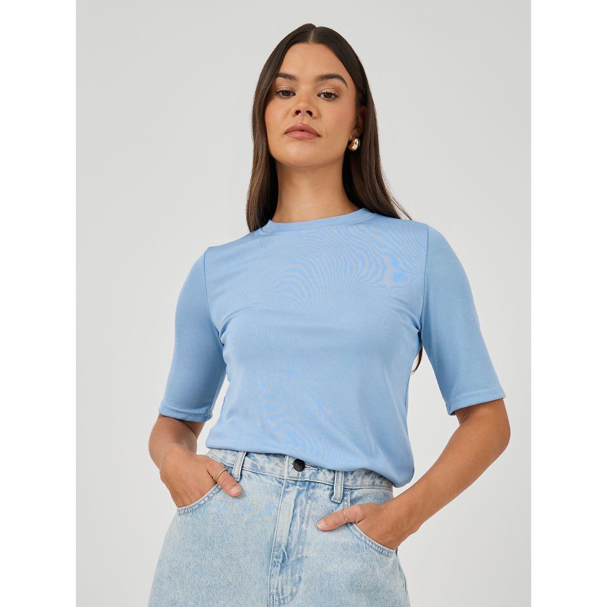 تيشيرت سادة بقصة عادية وياقة دائرية-women-clothing-tshirts-image-5