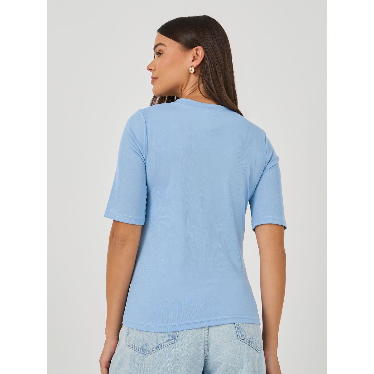 تيشيرت سادة بقصة عادية وياقة دائرية-women-clothing-tshirts-image-1