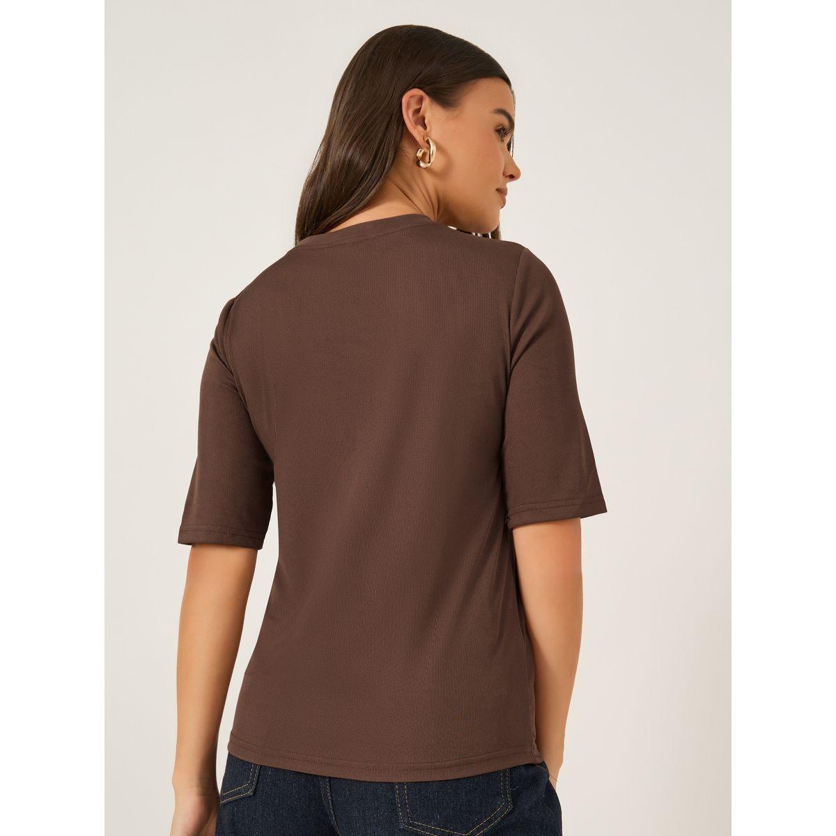 Styli Solid Fitted Round Neck T-Shirt-women-clothing-tshirts-image-4