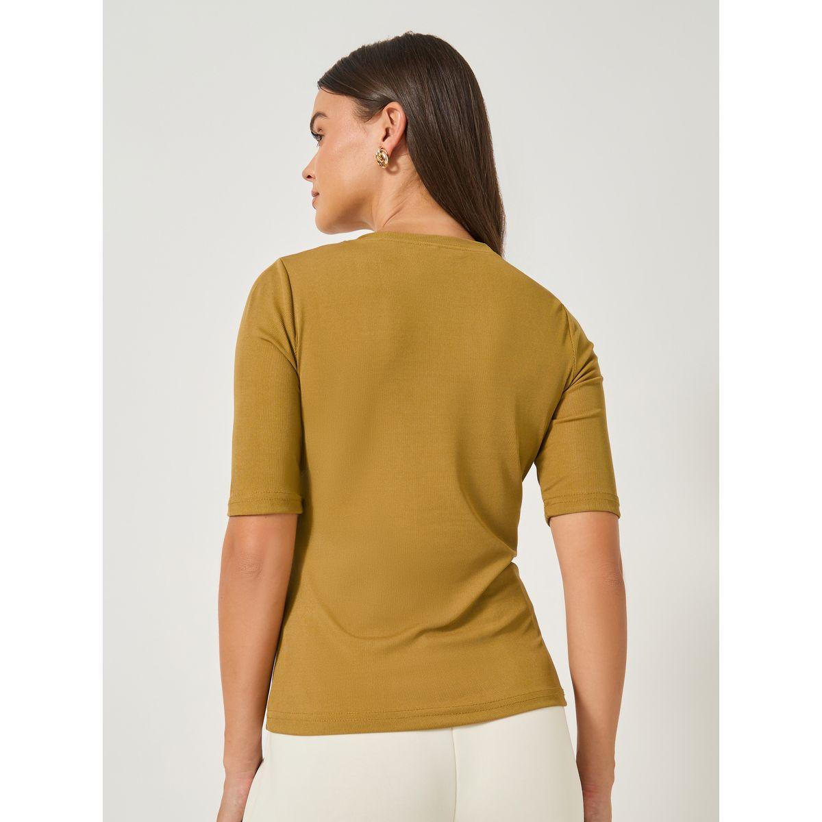 Styli Solid Regular Fit Round Neck T-Shirt-women-clothing-tshirts-image-5
