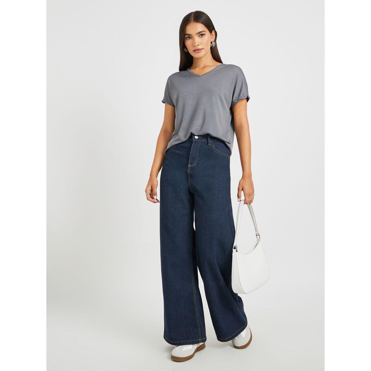 تيشيرت سادة بقصة عادية وأكمام قصيرة-women-clothing-tshirts-image-2