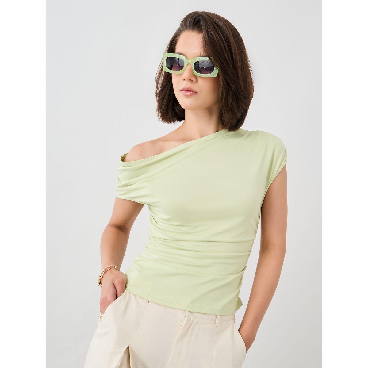 Styli Solid One Shoulder Knitted Top-women-clothing-tshirts-image-1
