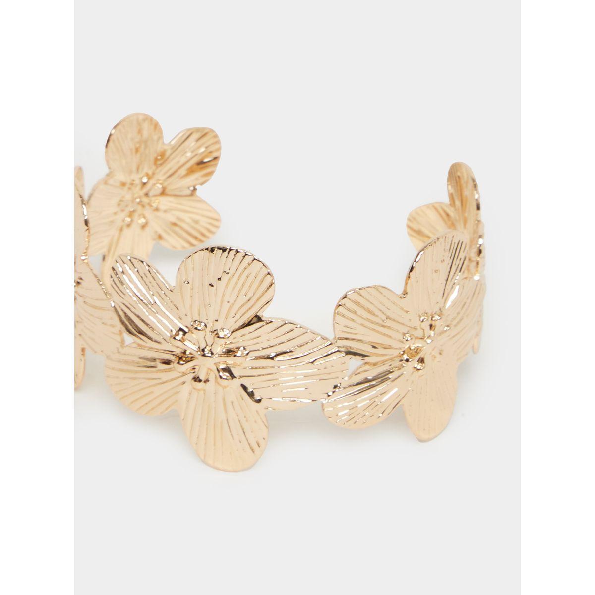 Styli Flower Textured Cuff Bracelet-women-watchesandjewellery-jewellery-banglesandbracelets-image-4