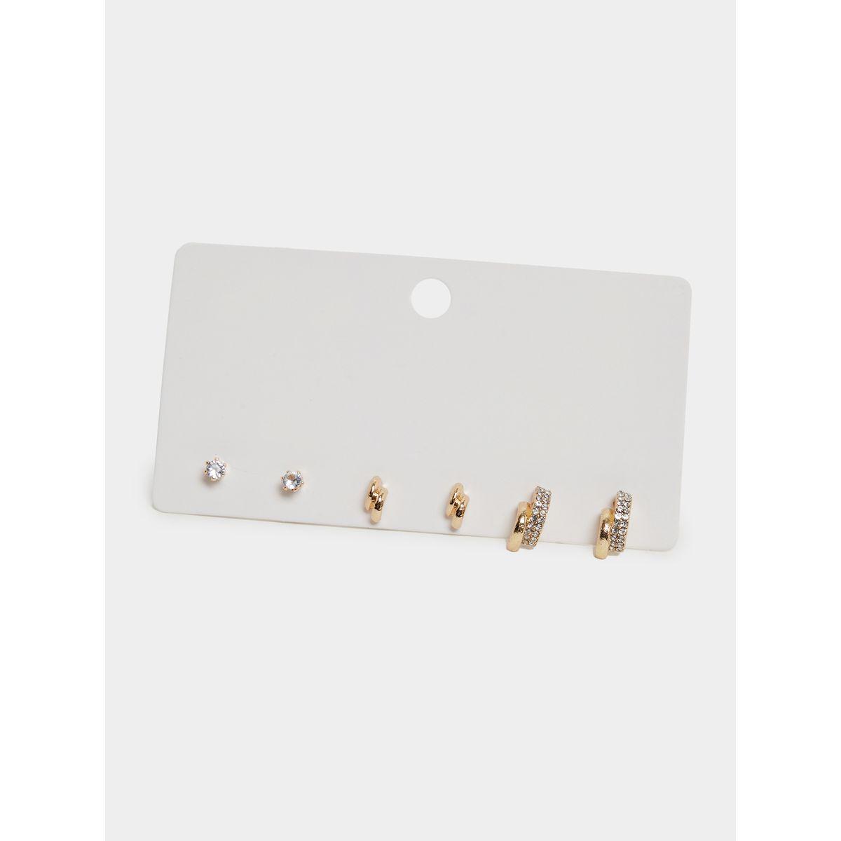 Styli Set of 3 - Embellished Stud Earrings-women-watchesandjewellery-jewellery-earrings-image-1