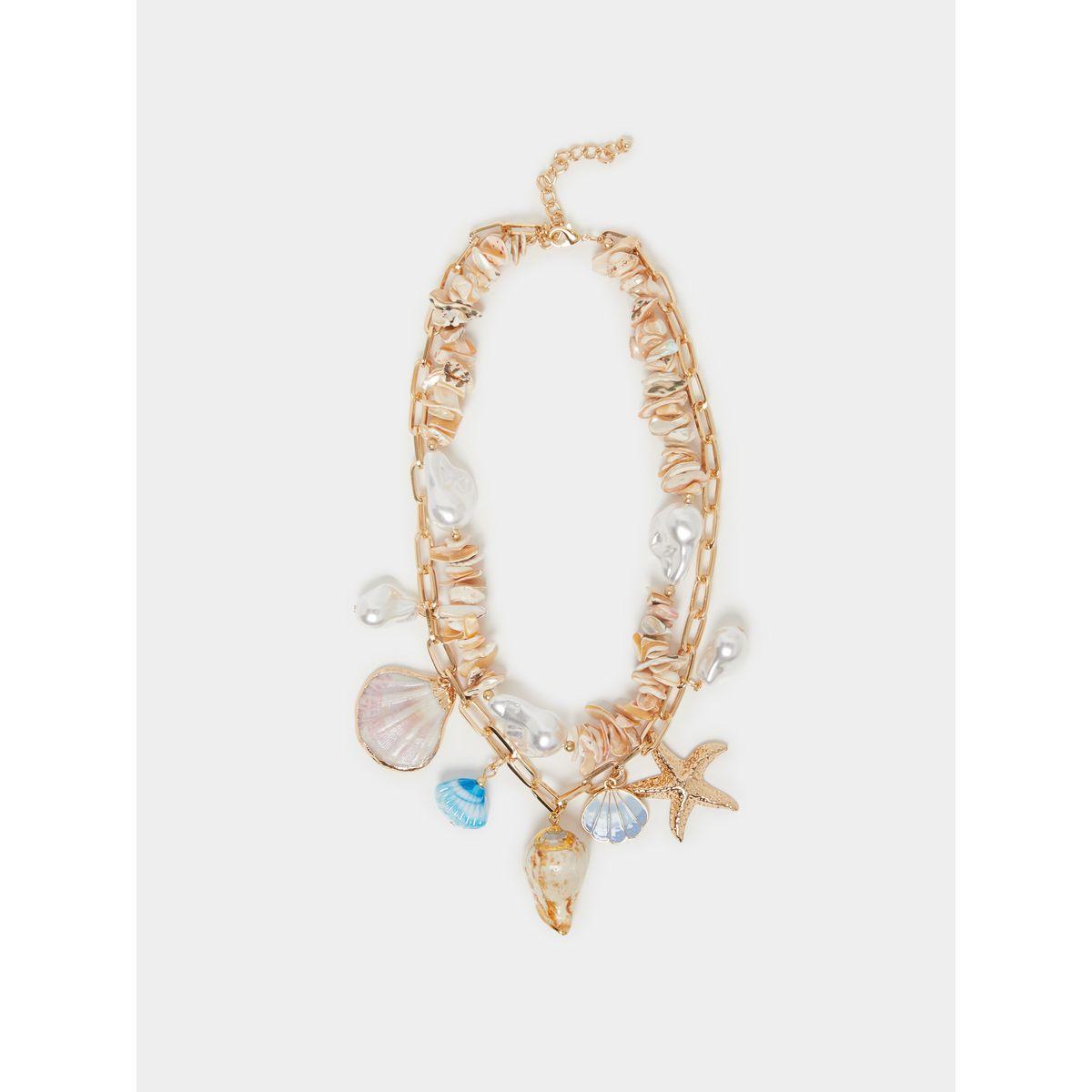 Styli Faux Shell Drop Link Chain Necklace-women-watchesandjewellery-jewellery-necklacesandpendants-image-1
