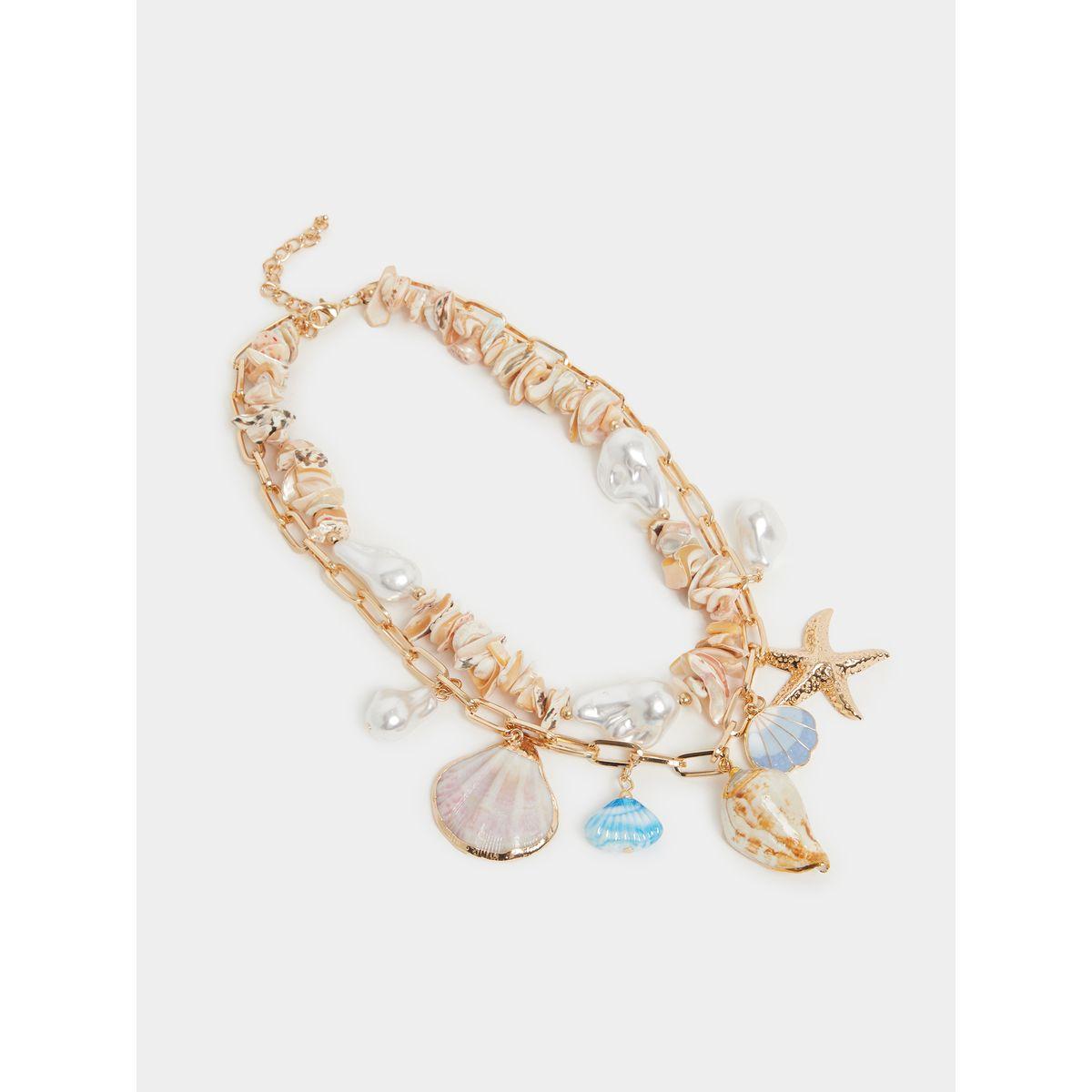 Styli Faux Shell Drop Link Chain Necklace-women-watchesandjewellery-jewellery-necklacesandpendants-image-2