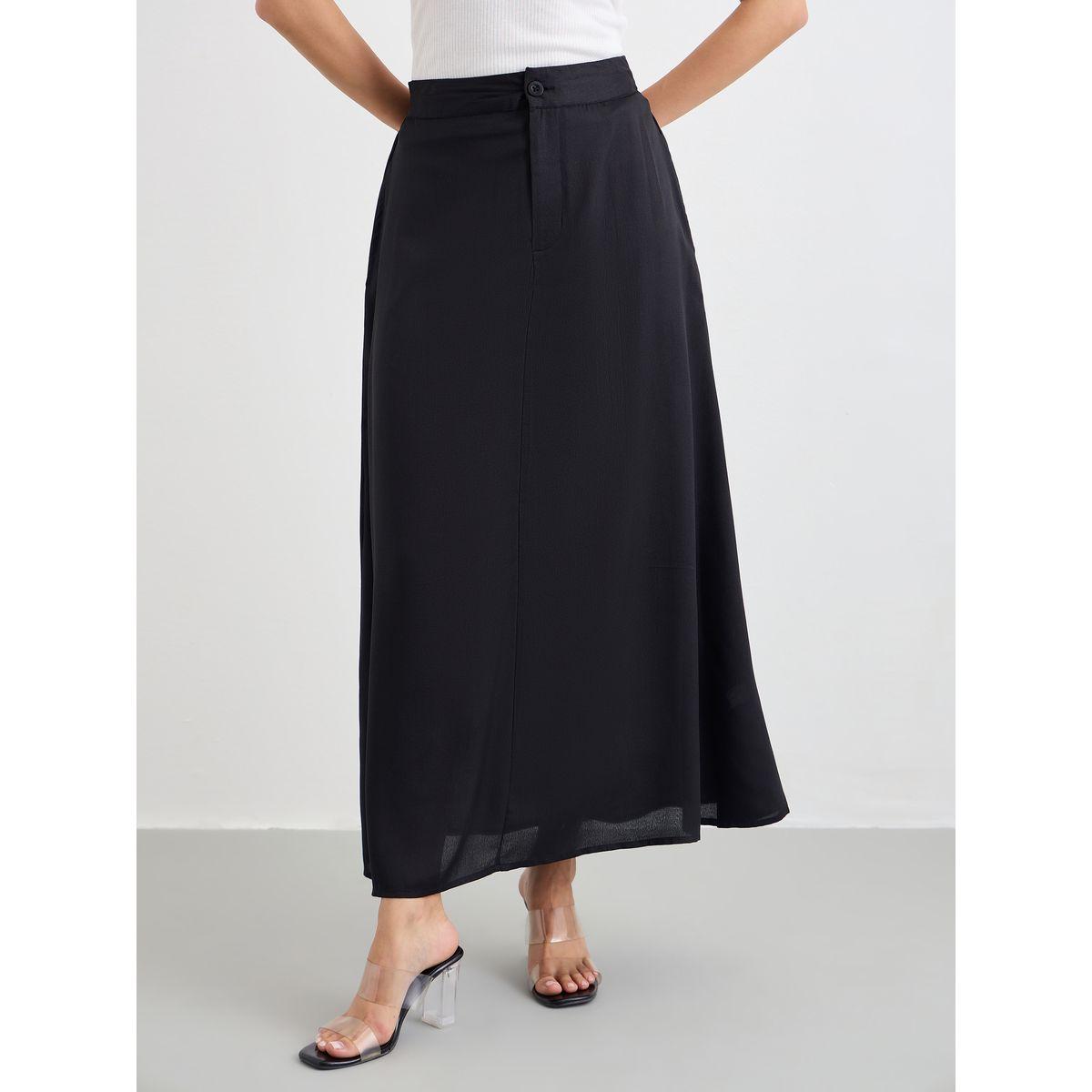 Styli Solid Mid Rise A-Line Maxi Skirt-women-clothing-bottoms-skirts-image-2
