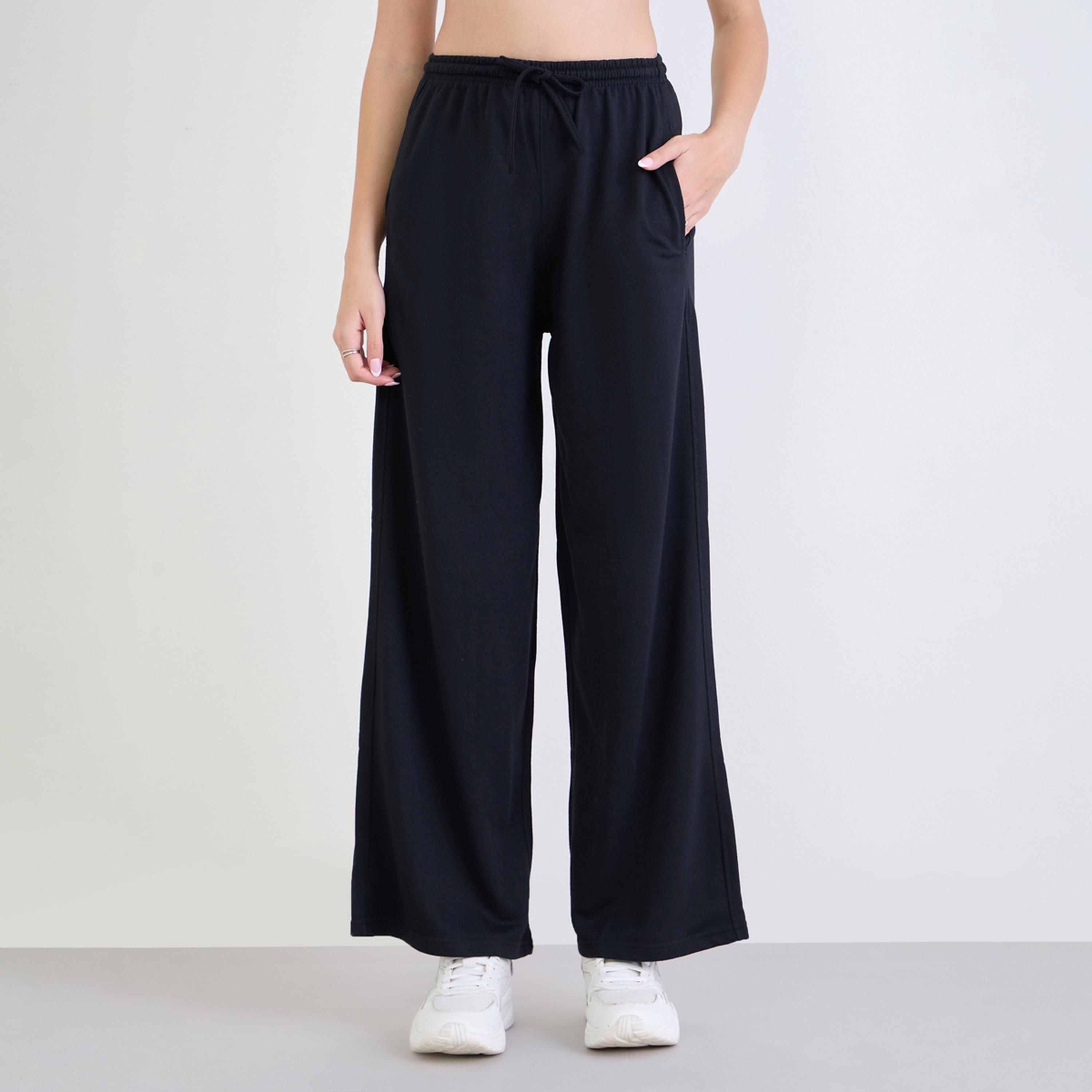 ستايلي - بنطال رياضي رمادي واسع الساق مع رباط-women-clothing-bottoms-joggers-image-1