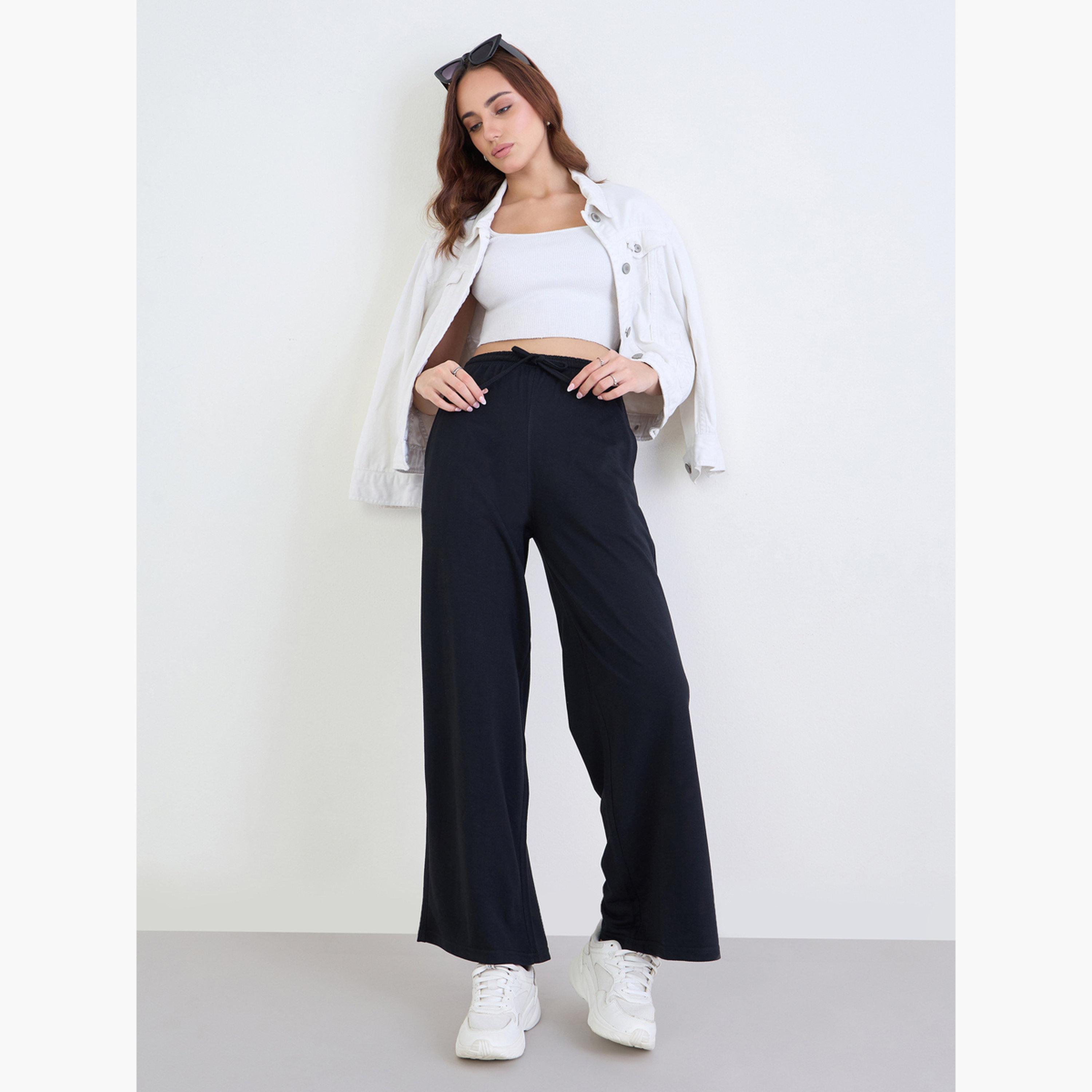 Styli Grey Wide Leg Joggers with Drawstring-women-clothing-bottoms-joggers-image-2