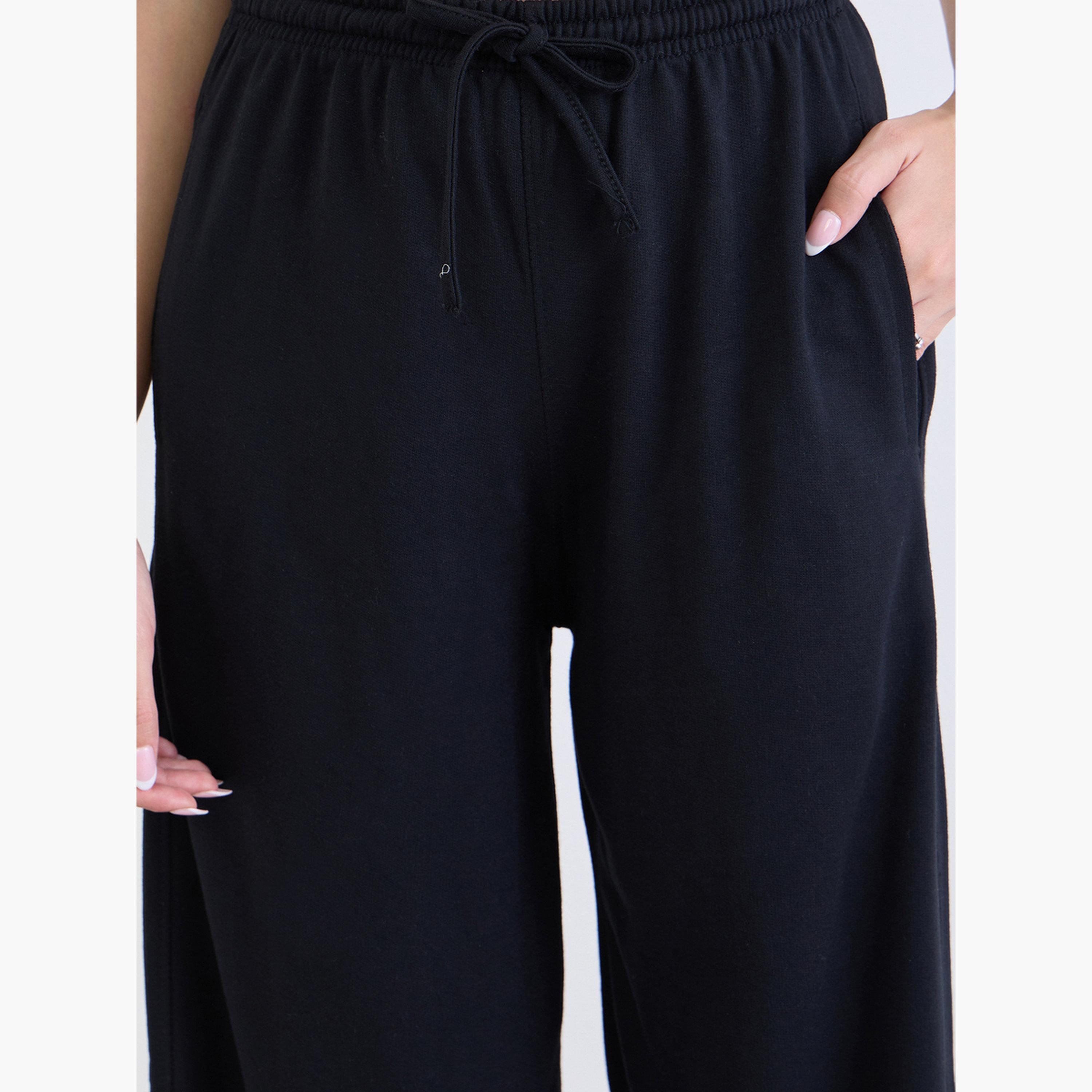 ستايلي - بنطال رياضي رمادي واسع الساق مع رباط-women-clothing-bottoms-joggers-image-4