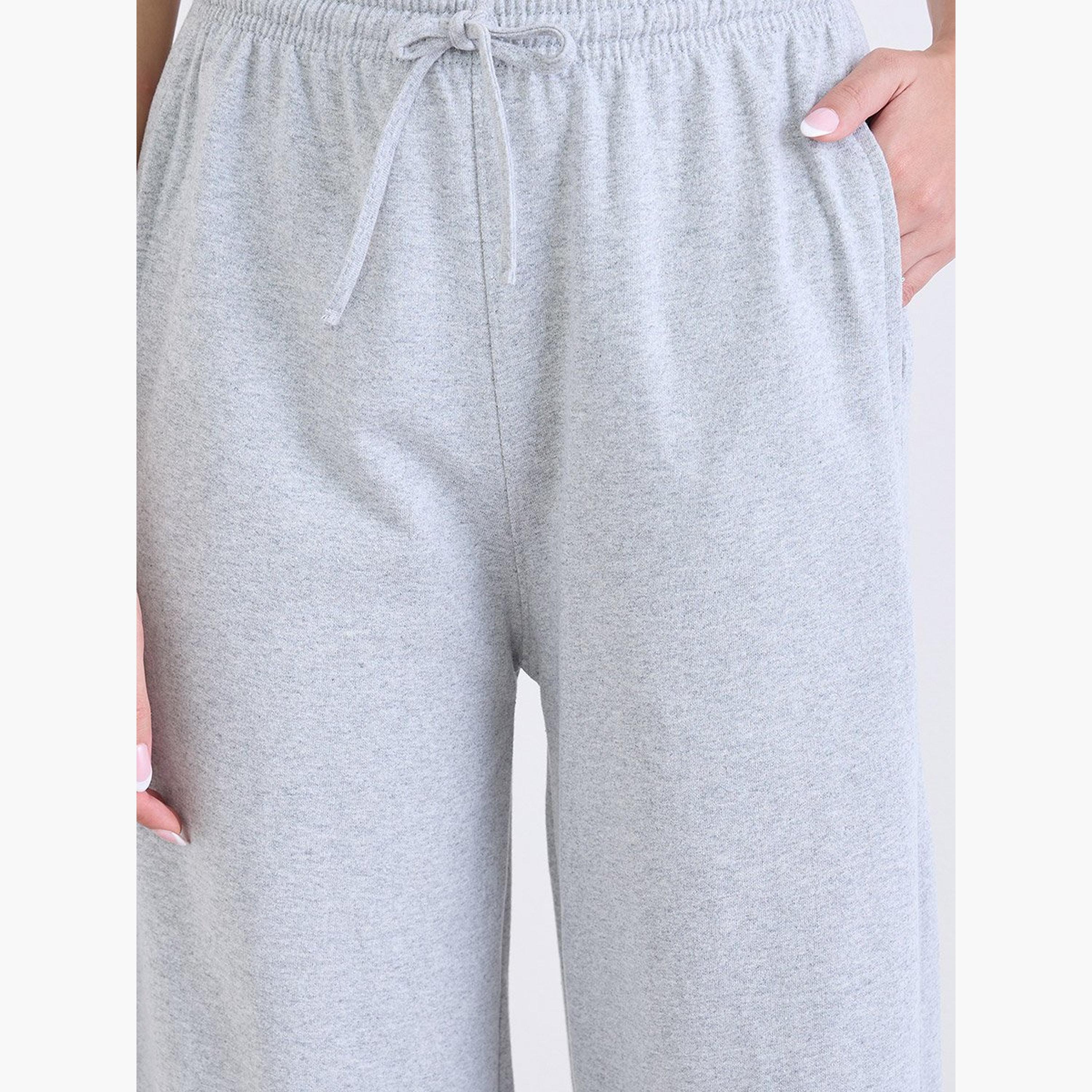 ستايلي - بنطال رياضي رمادي واسع الساق مع رباط-women-clothing-bottoms-joggers-image-3