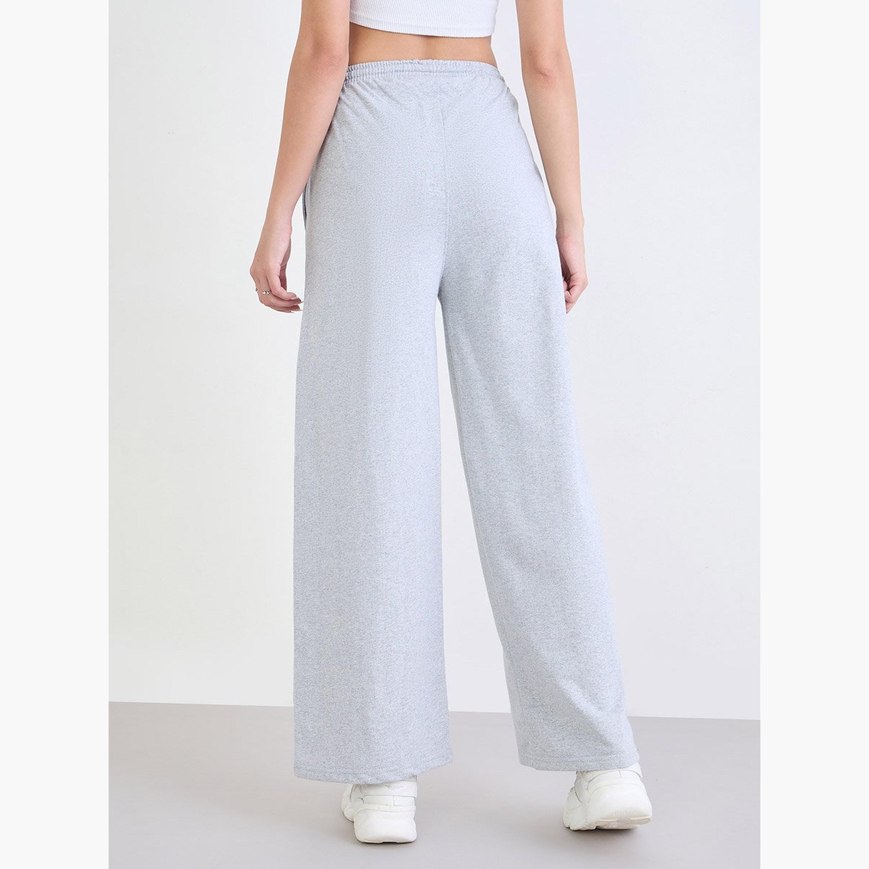 ستايلي - بنطال رياضي رمادي واسع الساق مع رباط-women-clothing-bottoms-joggers-image-4