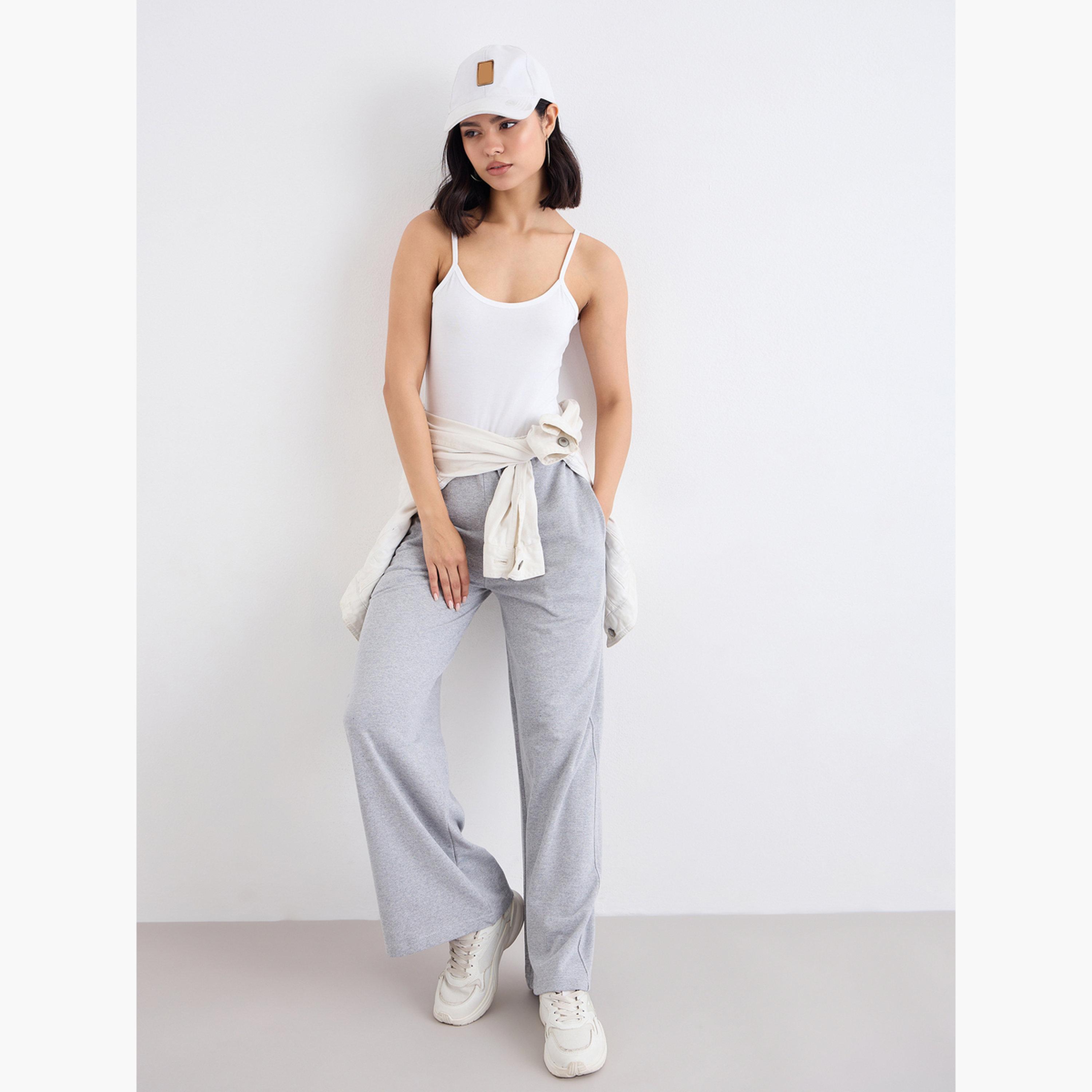 ستايلي - بنطال رياضي رمادي واسع الساق مع رباط-women-clothing-bottoms-joggers-image-2