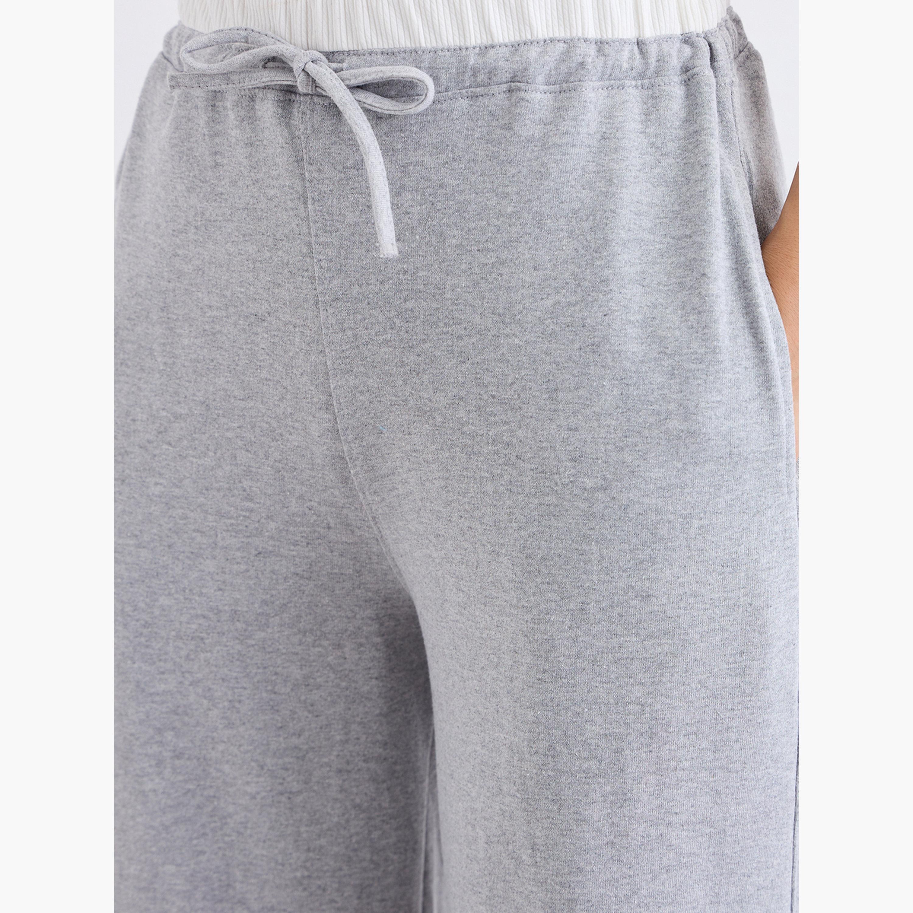 ستايلي - بنطال رياضي رمادي واسع الساق مع رباط-women-clothing-bottoms-joggers-image-5