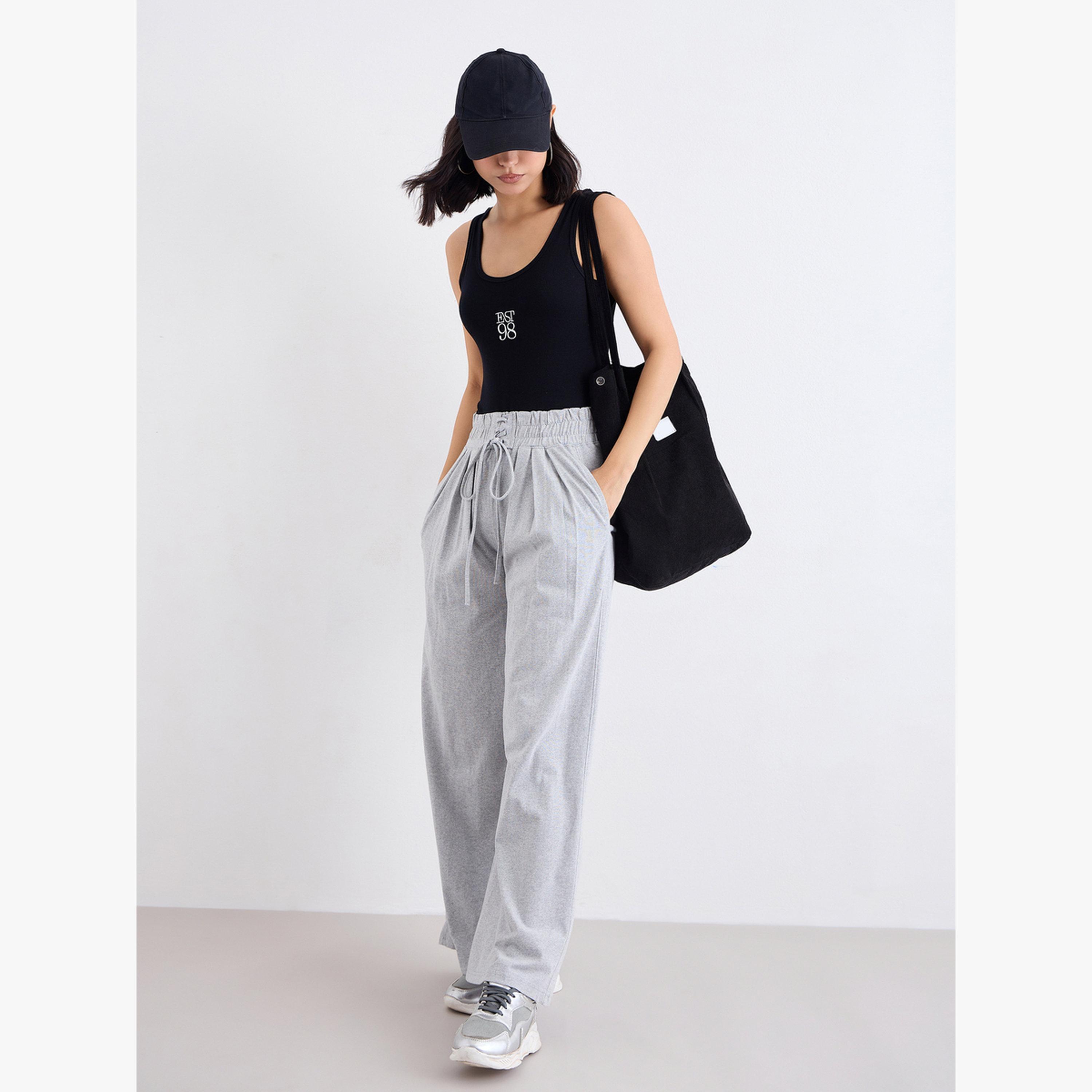 Styli Women Grey Wide Leg Joggers-women-clothing-bottoms-joggers-image-2