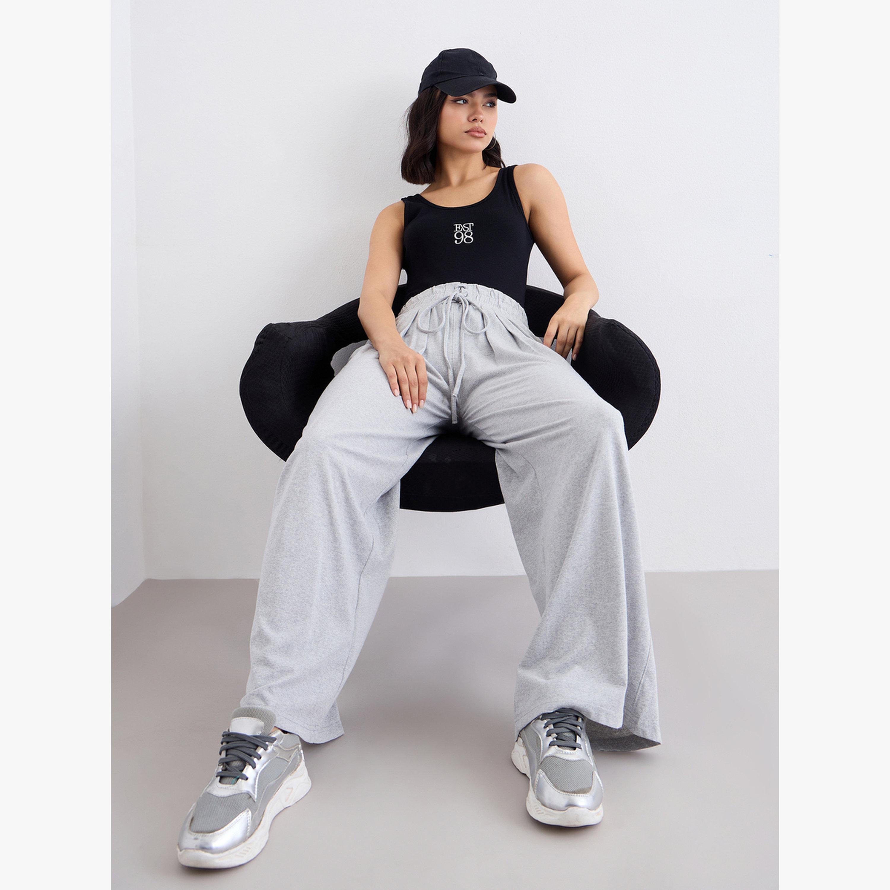 Styli Women Grey Wide Leg Joggers-women-clothing-bottoms-joggers-image-5