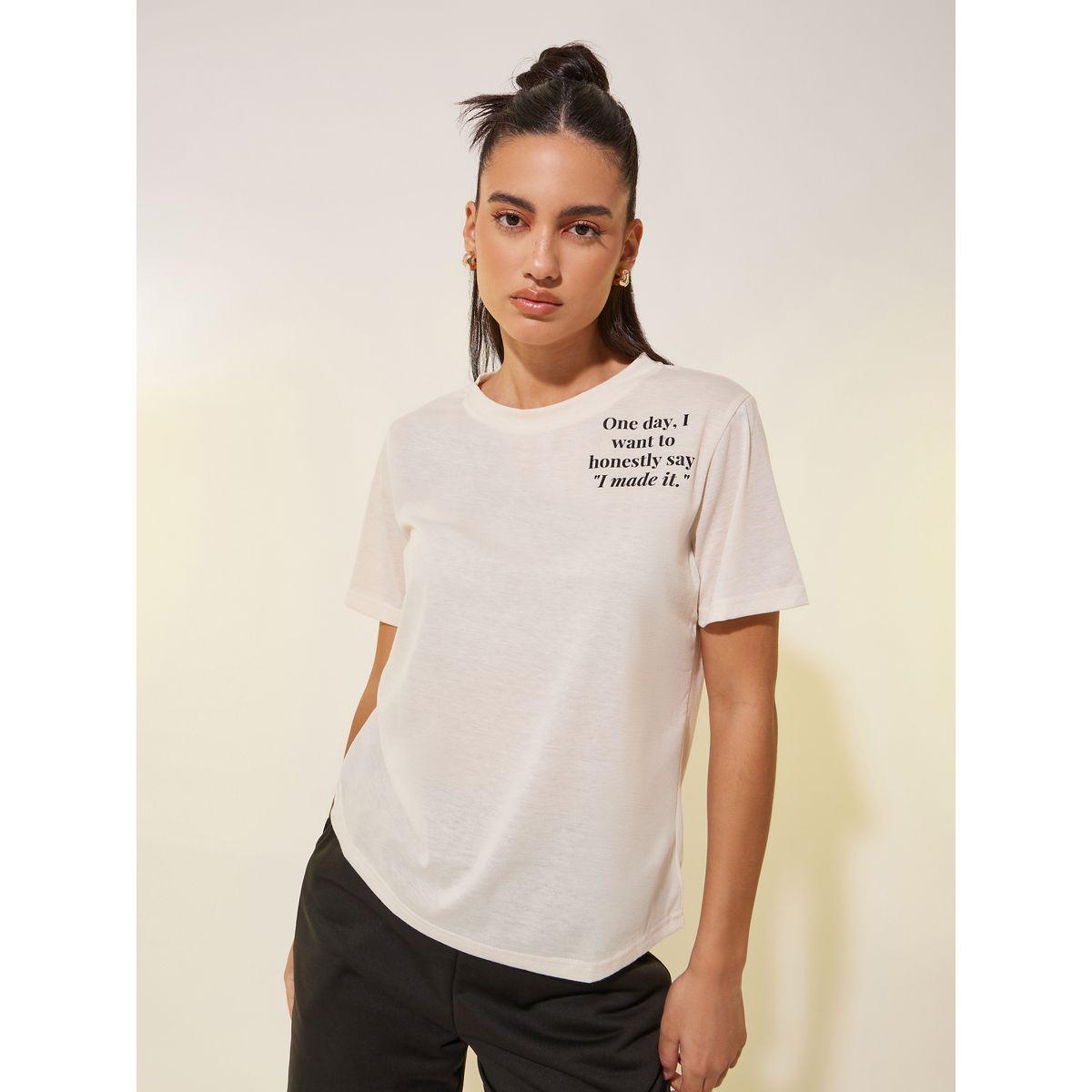 Styli Slogan Print Round Neck T-Shirt-women-clothing-tshirts-image-1