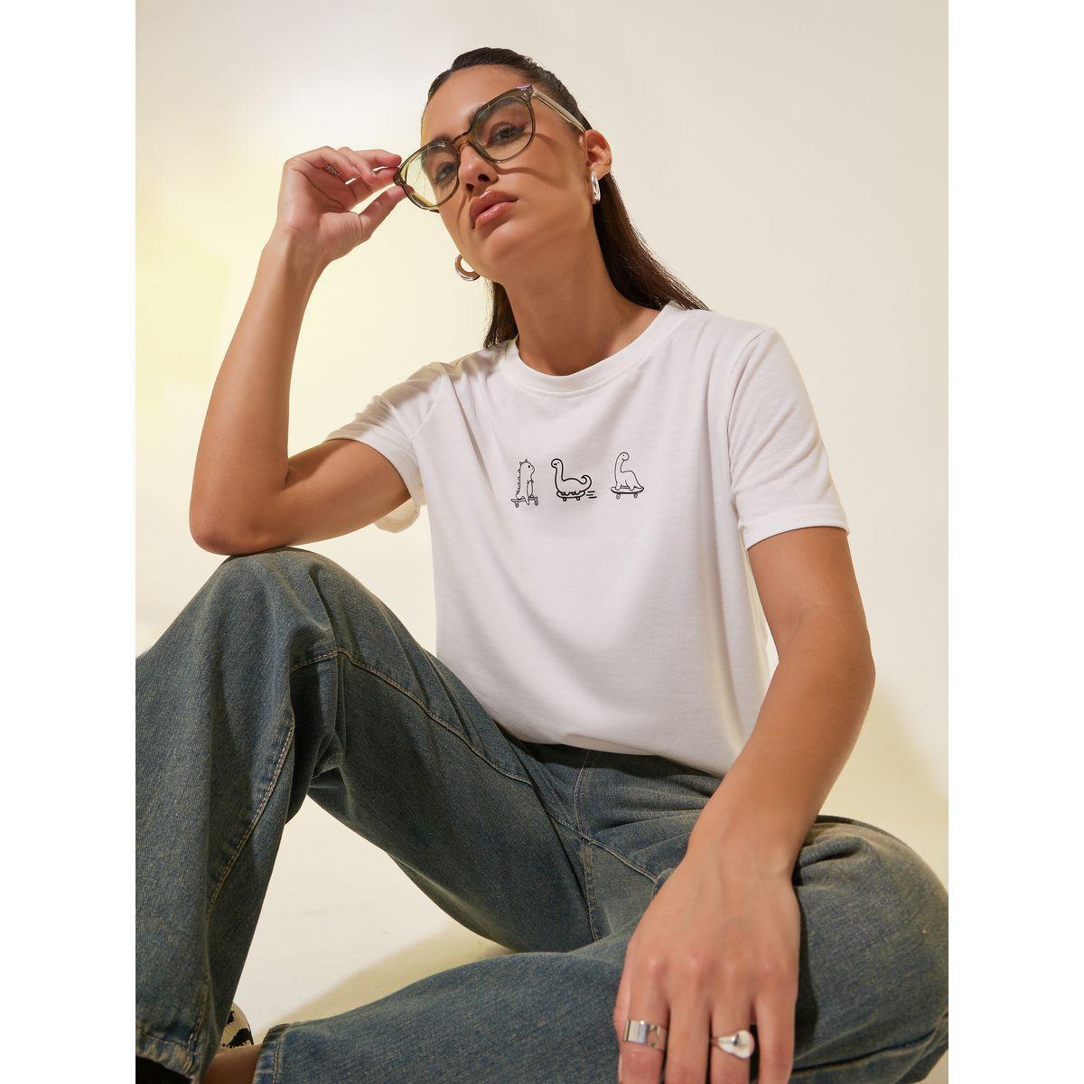 Styli Graphic Print Round Neck T-Shirt-women-clothing-tshirts-image-1