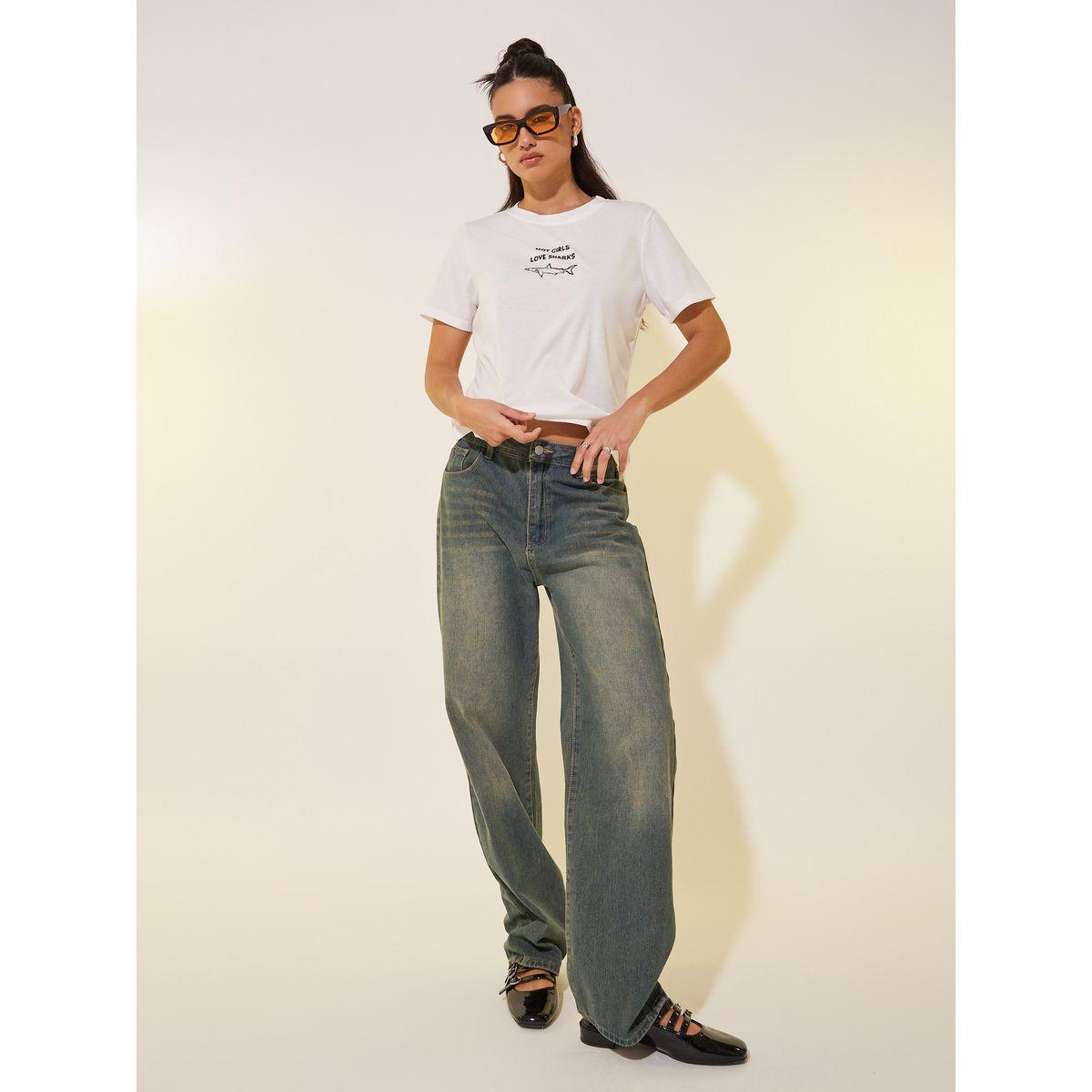تيشيرت بطبعة كتابة وياقة دائرية-women-clothing-tshirts-image-2