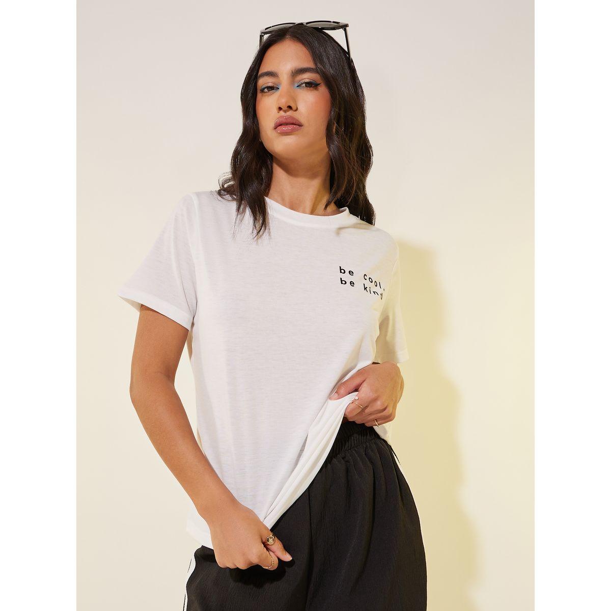 تيشيرت بطبعة كتابة وياقة دائرية-women-clothing-tshirts-image-3