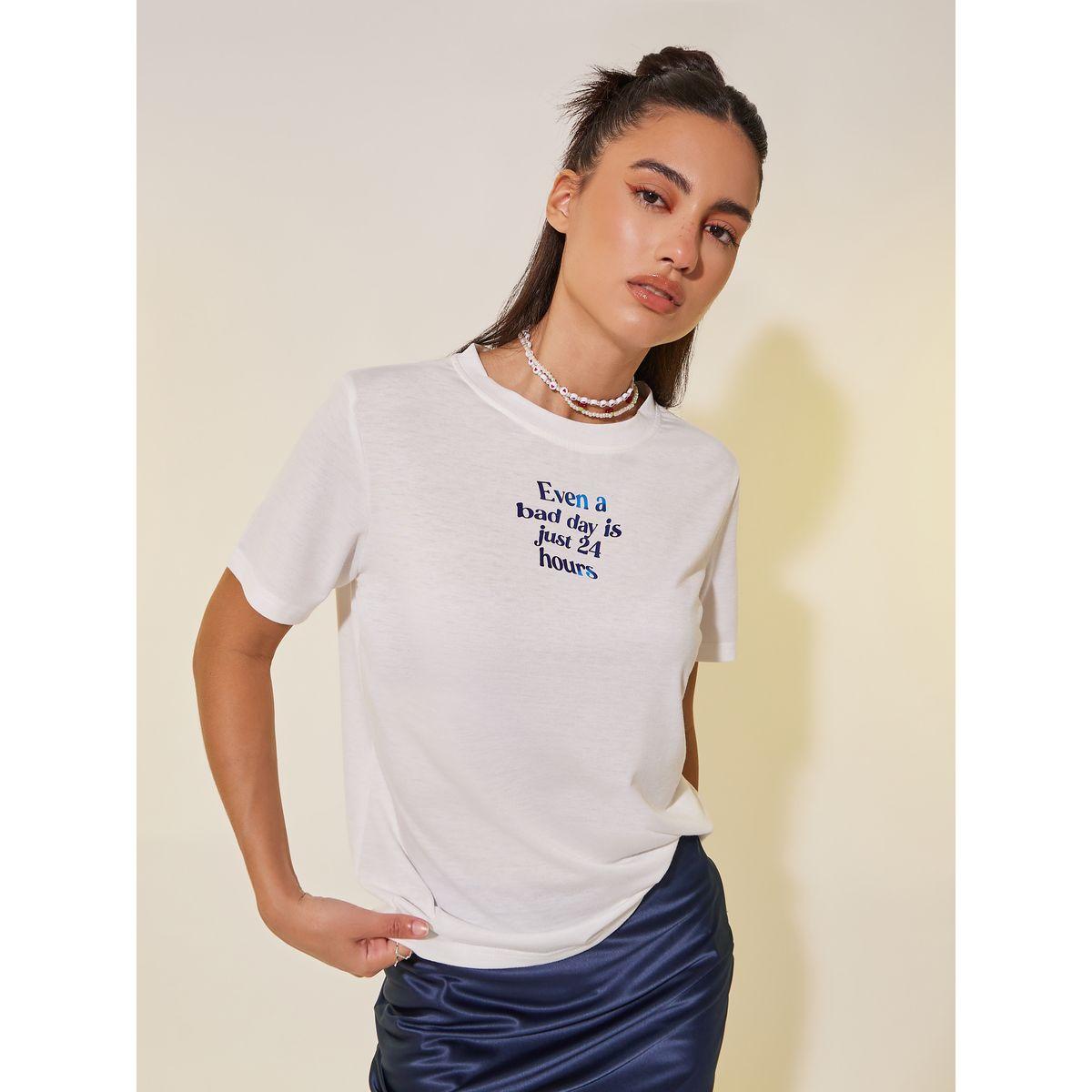 Styli Slogan Print Round Neck T-Shirt-women-clothing-tshirts-image-1