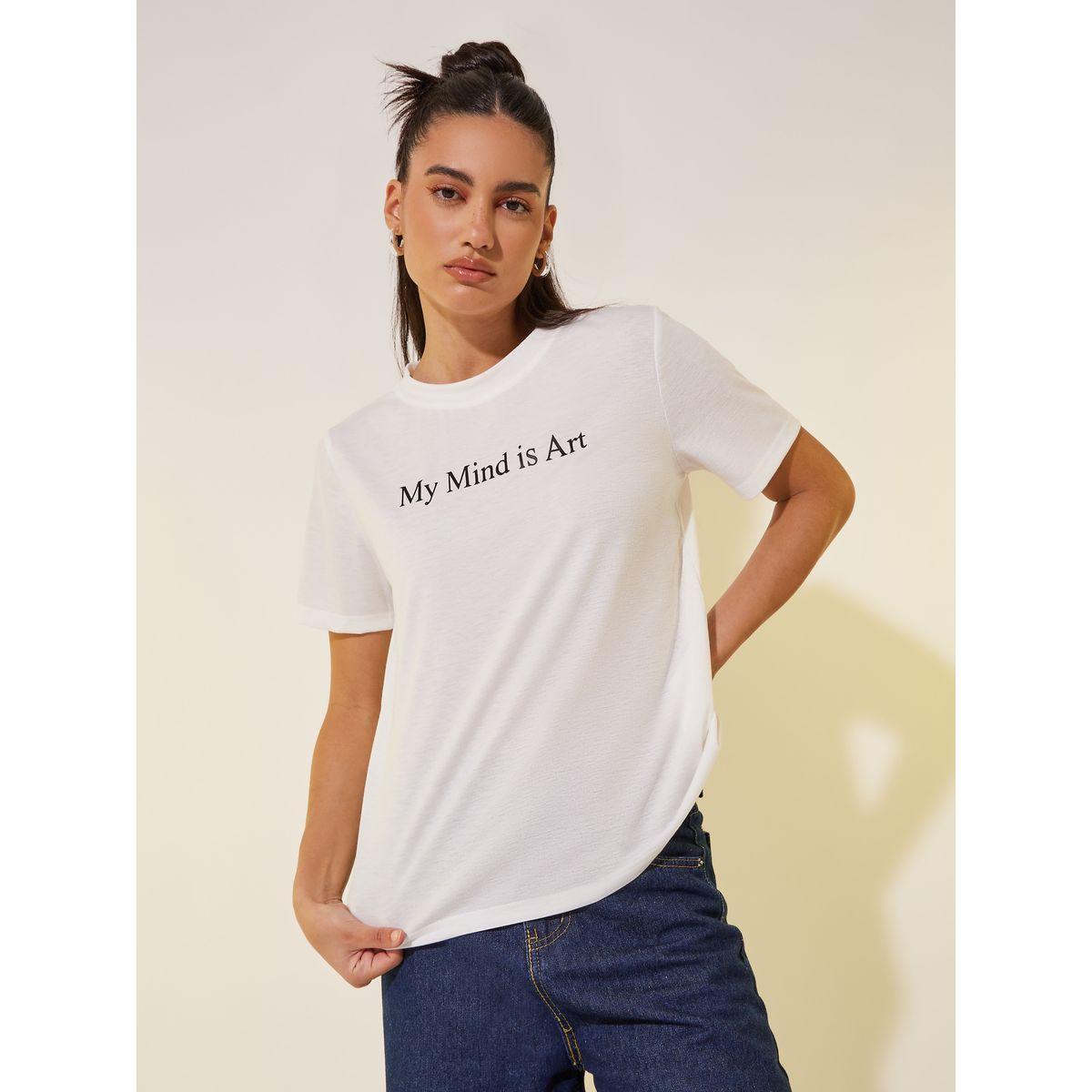 تيشيرت بطبعة كتابة وياقة دائرية-women-clothing-tshirts-image-1