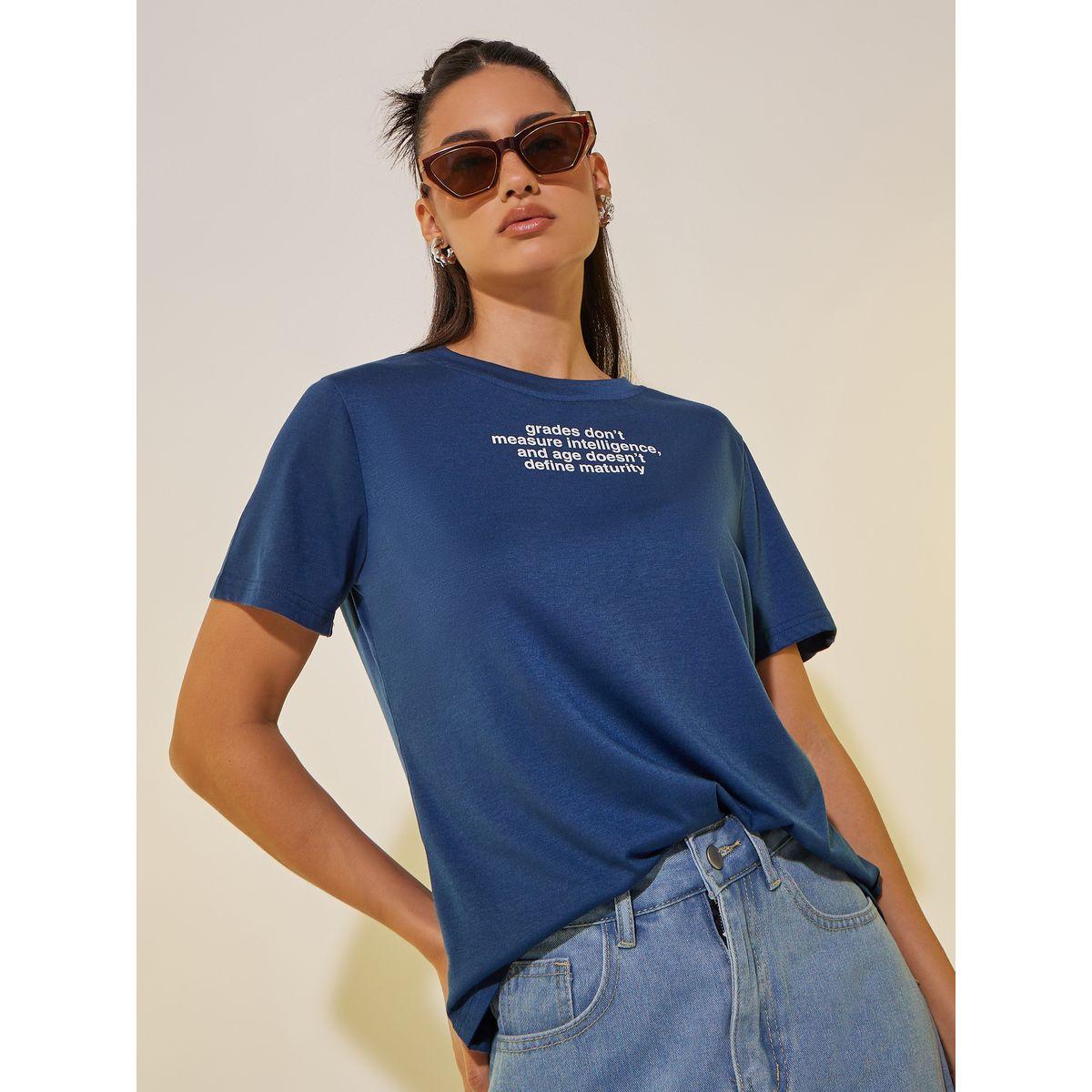 Styli Slogan Print Round Neck T-Shirt-women-clothing-tshirts-image-1
